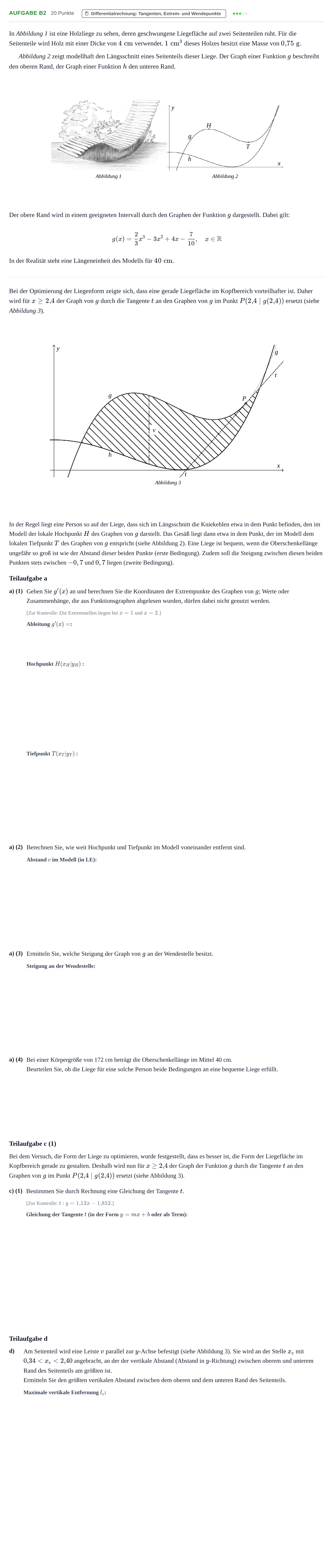 Aufgabenstellung: Aufgabe B2 - Differentialrechnung · Abitur NRW Mathematik GK · Nachtermin · GTR · Weiterbildungsko 2023