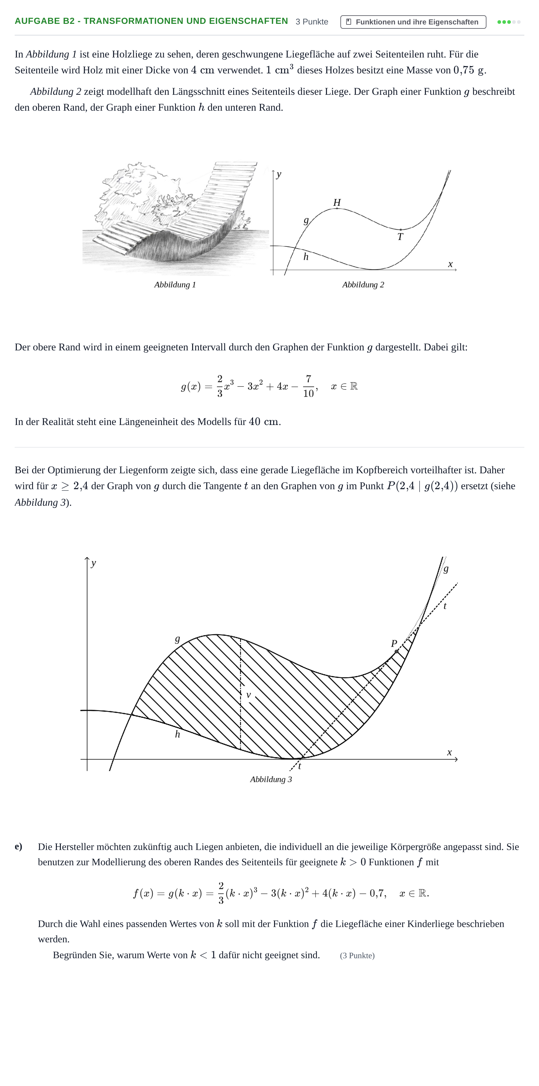 Aufgabenstellung: Aufgabe B2 - Transformationen und Eigenschaften · Abitur NRW Mathematik GK · Nachtermin · GTR · Weiterbildungsko 2023