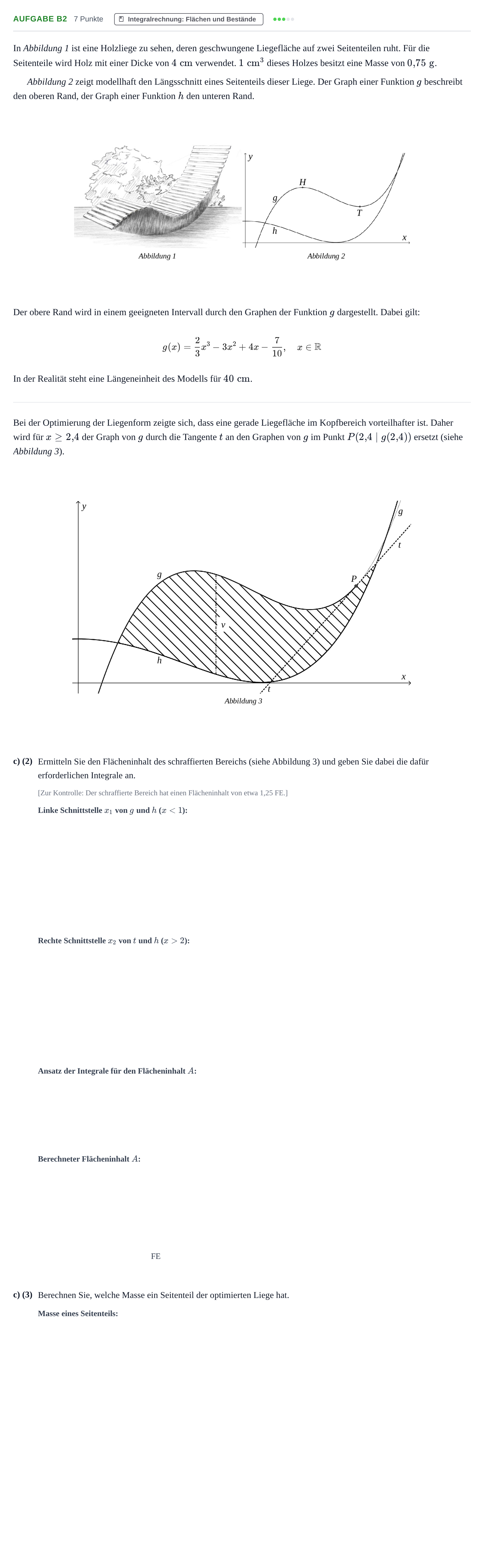 Aufgabenstellung: Aufgabe B2 - Integralrechnung · Abitur NRW Mathematik GK · Nachtermin · GTR · Weiterbildungsko 2023