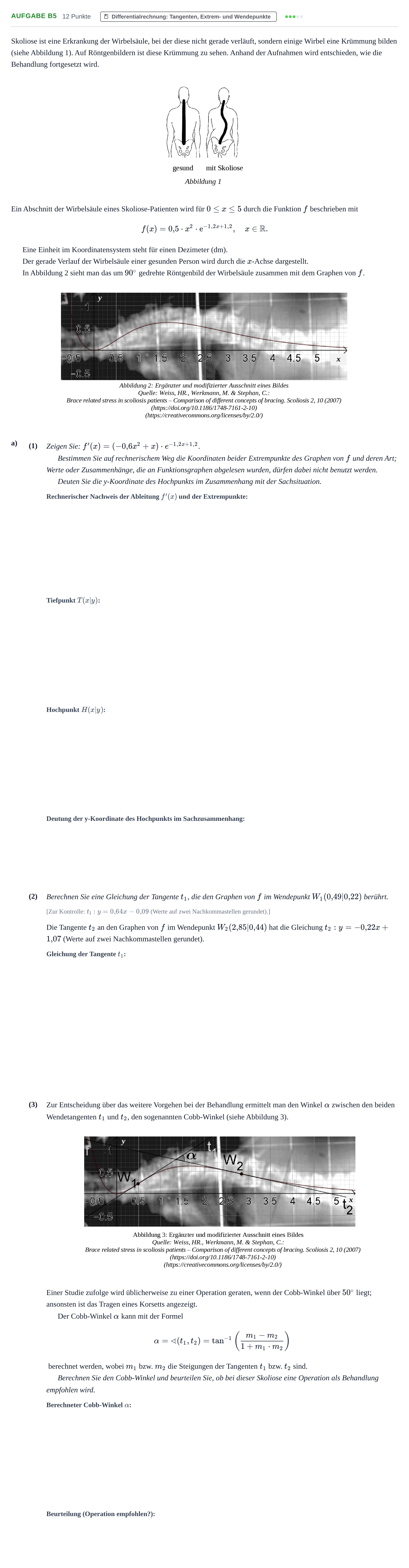 Aufgabenstellung: Aufgabe B5 - Differentialrechnung · Abitur NRW Mathematik GK · Nachtermin · GTR · Weiterbildungsko 2023