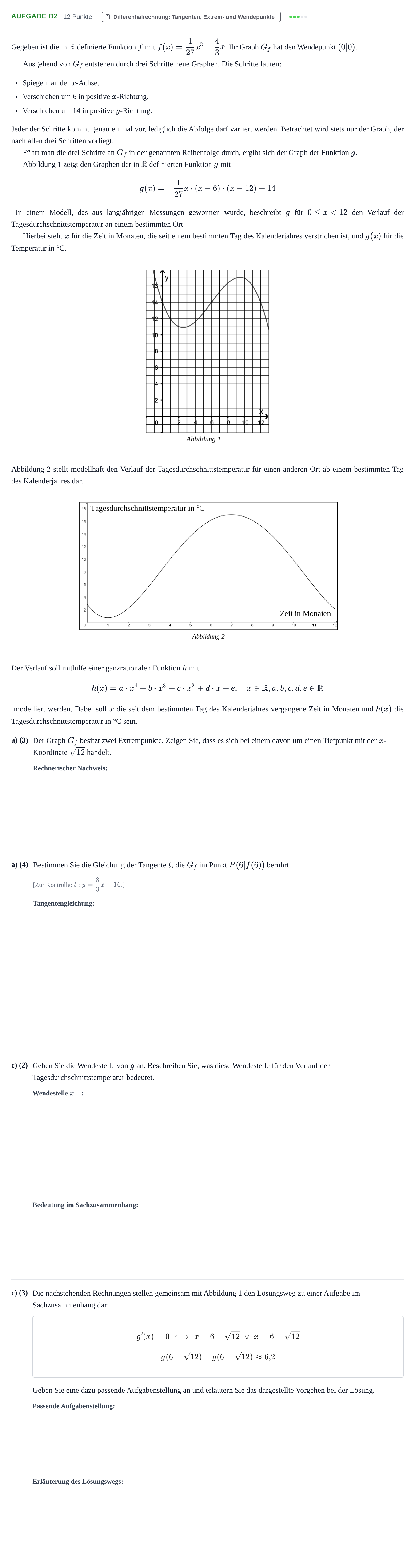 Aufgabenstellung: Aufgabe B2 - Differentialrechnung · Abitur NRW Mathematik GK · Haupttermin · GTR · Weiterbildungsk 2023