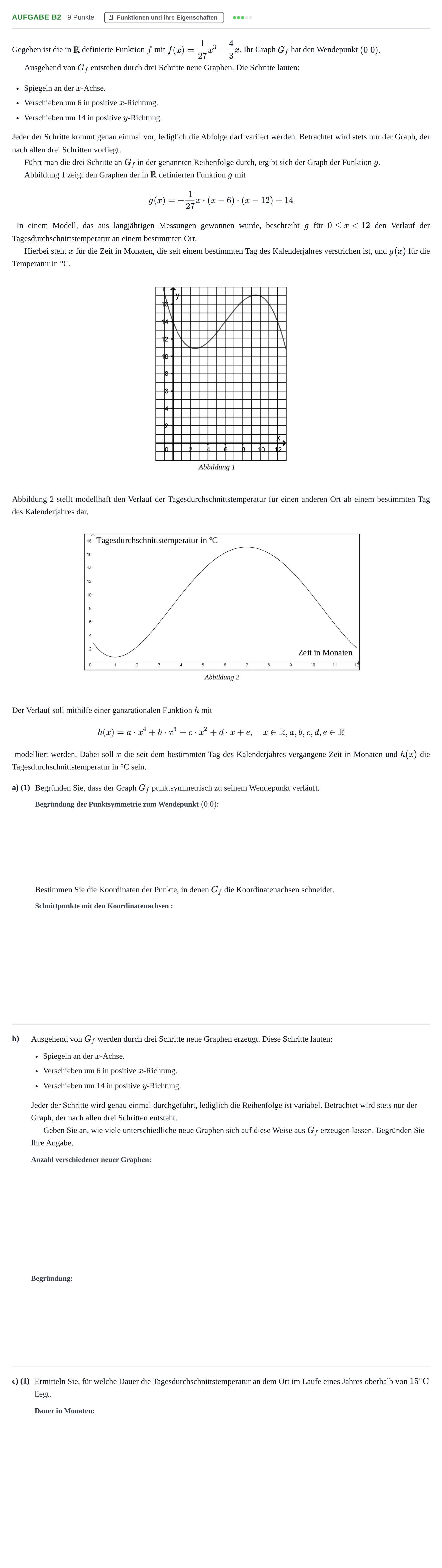 Aufgabenstellung: Aufgabe B2 - Funktionen und ihre Eigenschaften · Abitur NRW Mathematik GK · Haupttermin · GTR · Weiterbildungsk 2023