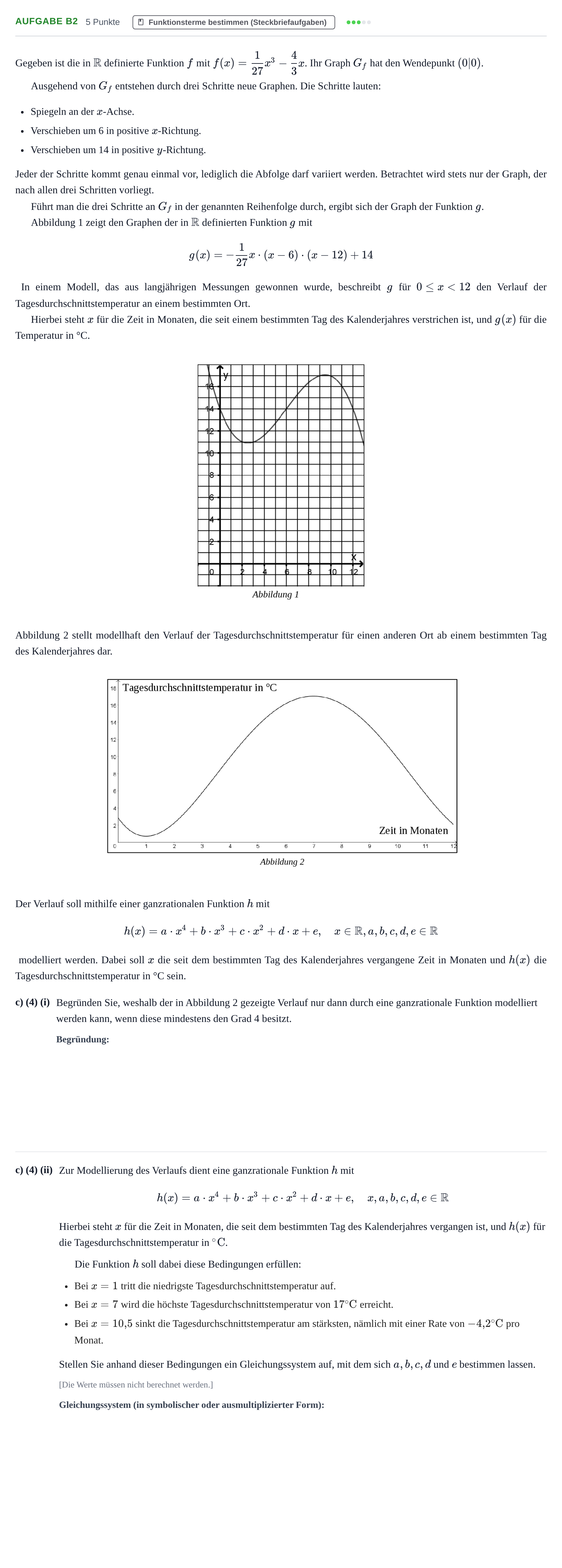 Aufgabenstellung: Aufgabe B2 - Funktionsterme bestimmen · Abitur NRW Mathematik GK · Haupttermin · GTR · Weiterbildungsk 2023