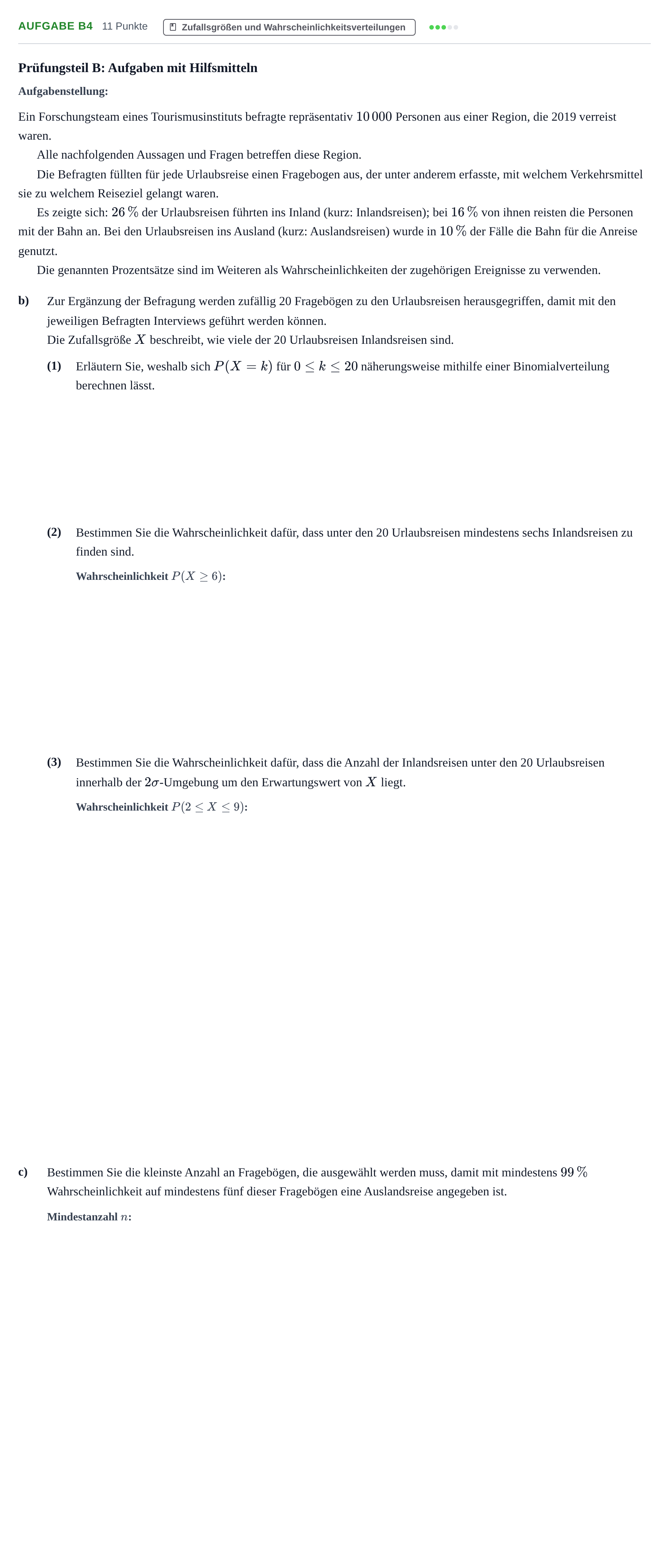 Aufgabenstellung: Aufgabe B4 - Zufallsgrößen und Wahrscheinlichkeit… · Abitur NRW Mathematik GK · Haupttermin · GTR · Weiterbildungsk 2023