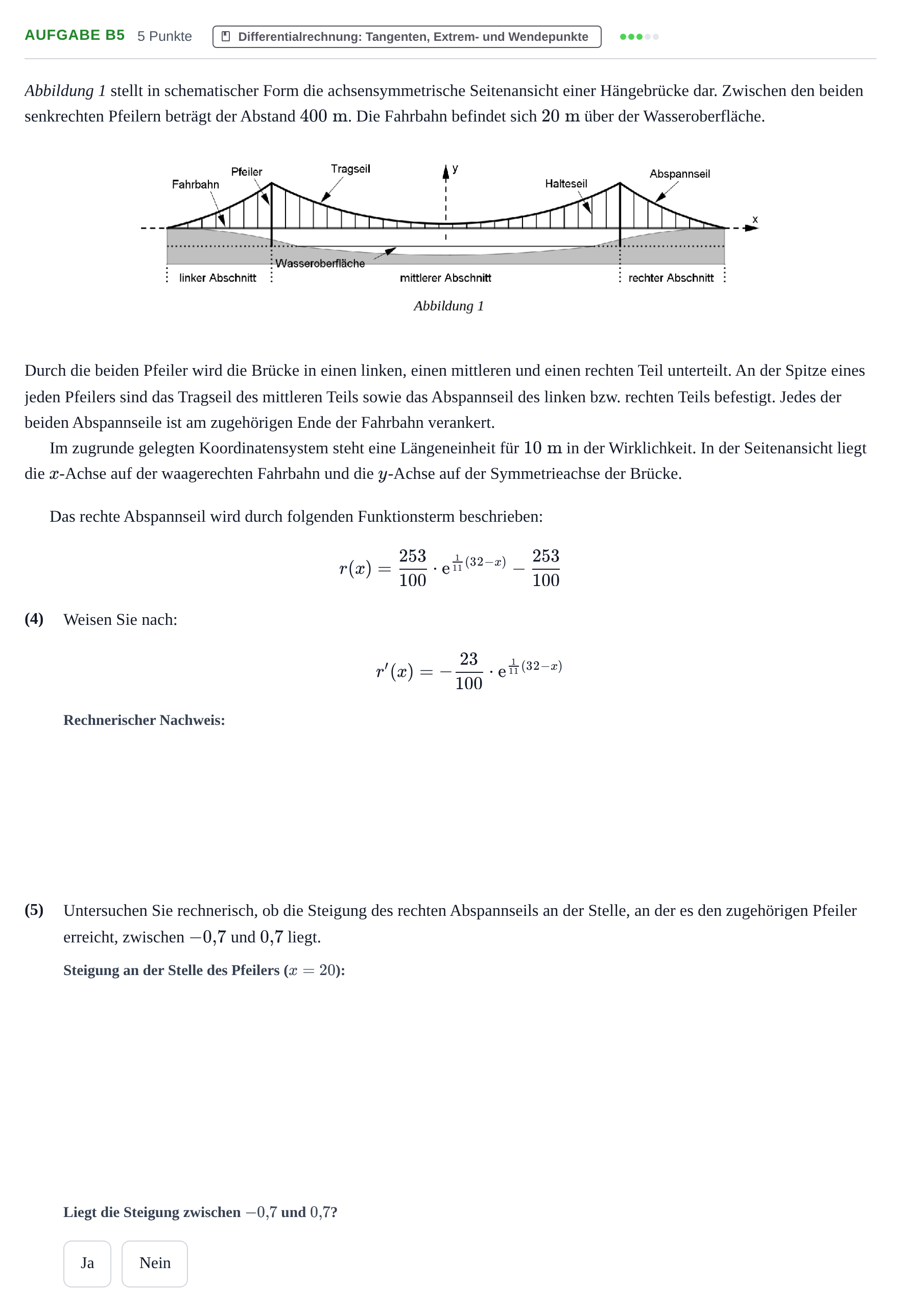 Aufgabenstellung: Aufgabe B5 - Differentialrechnung · Abitur NRW Mathematik GK · Haupttermin · GTR · Weiterbildungsk 2023