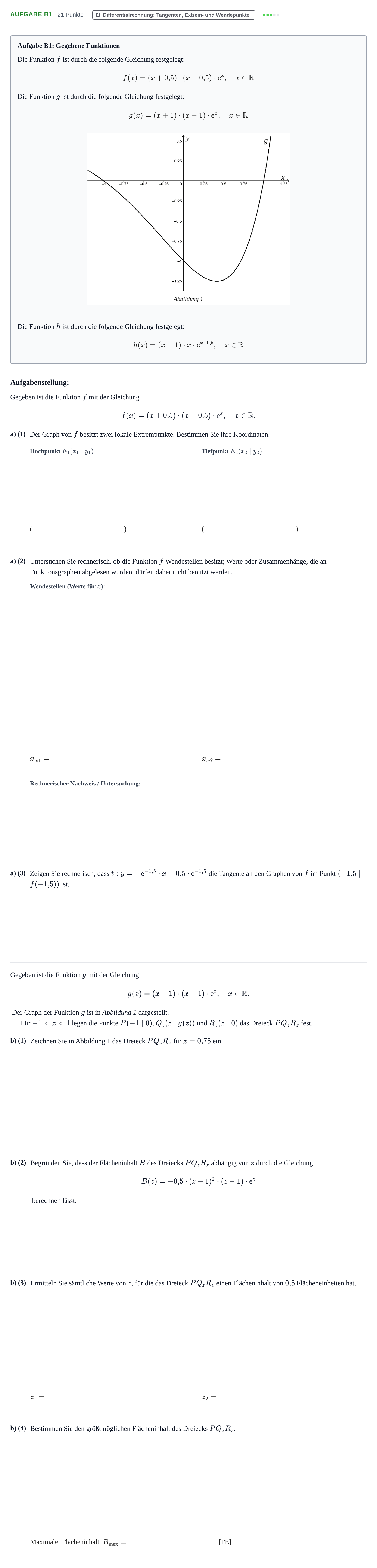 Aufgabenstellung: Aufgabe B1 - Differentialrechnung · Abitur NRW Mathematik GK · Nachtermin · CAS 2023