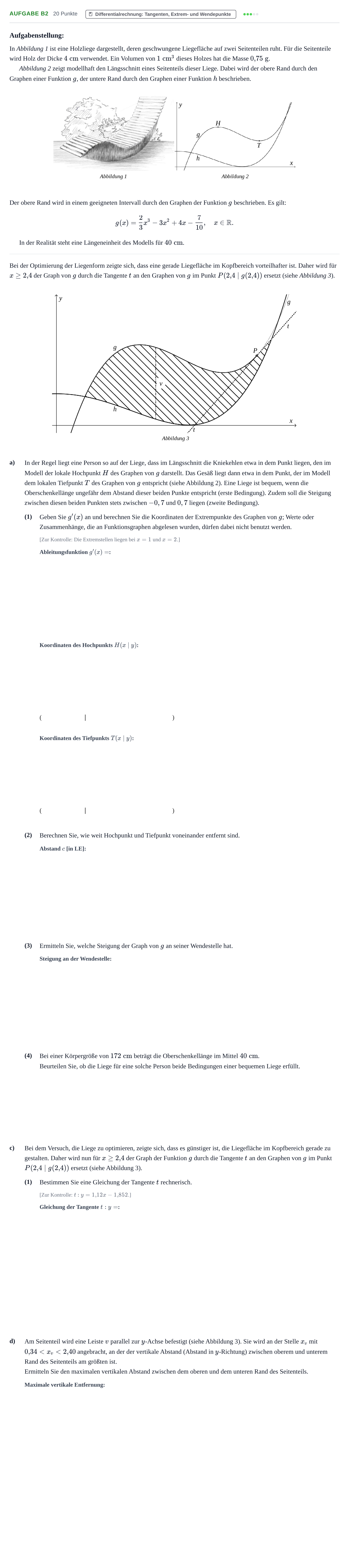 Aufgabenstellung: Aufgabe B2 - Differentialrechnung · Abitur NRW Mathematik GK · Nachtermin · CAS 2023