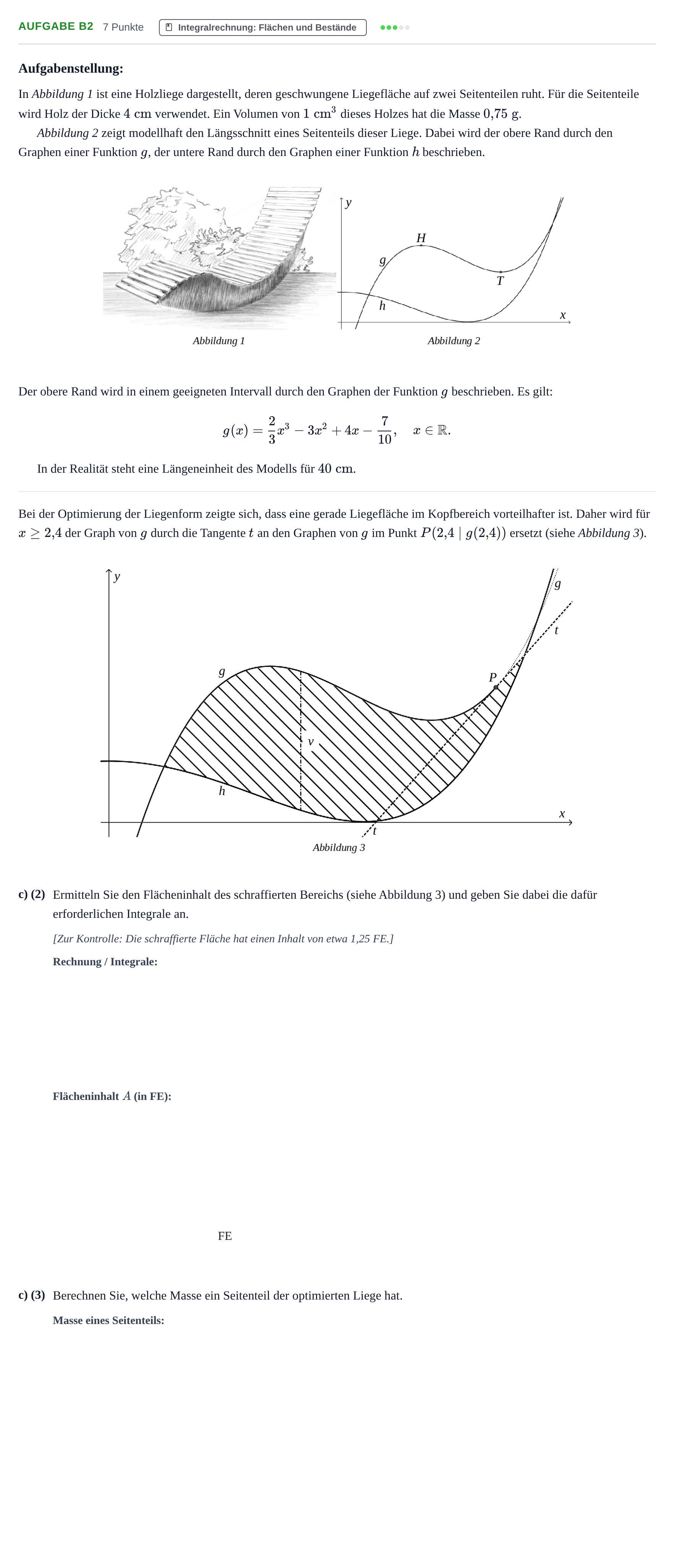 Aufgabenstellung: Aufgabe B2 - Integralrechnung · Abitur NRW Mathematik GK · Nachtermin · CAS 2023