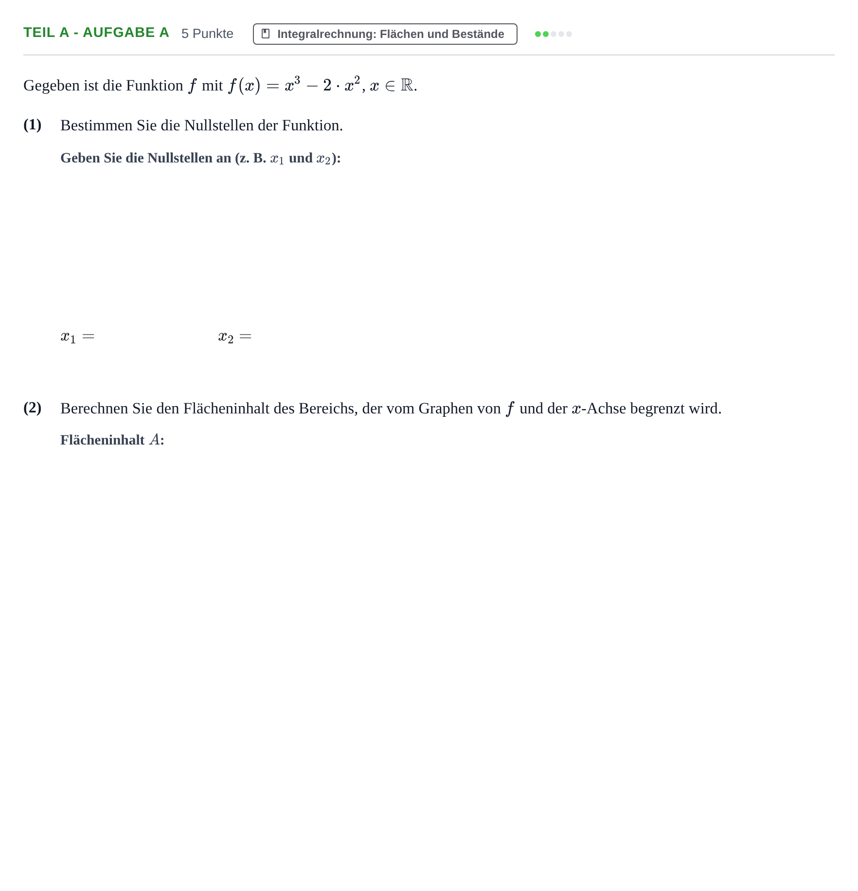 Aufgabenstellung: Teil A - Aufgabe a · Abitur NRW Mathematik GK · Nachtermin · CAS 2023