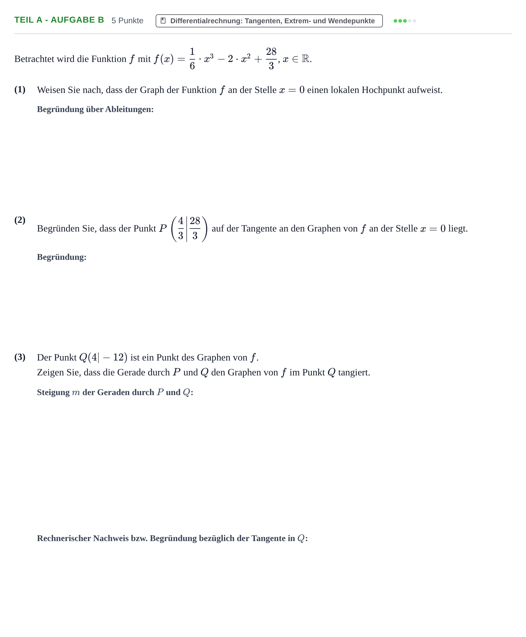 Aufgabenstellung: Teil A - Aufgabe b · Abitur NRW Mathematik GK · Nachtermin · CAS 2023