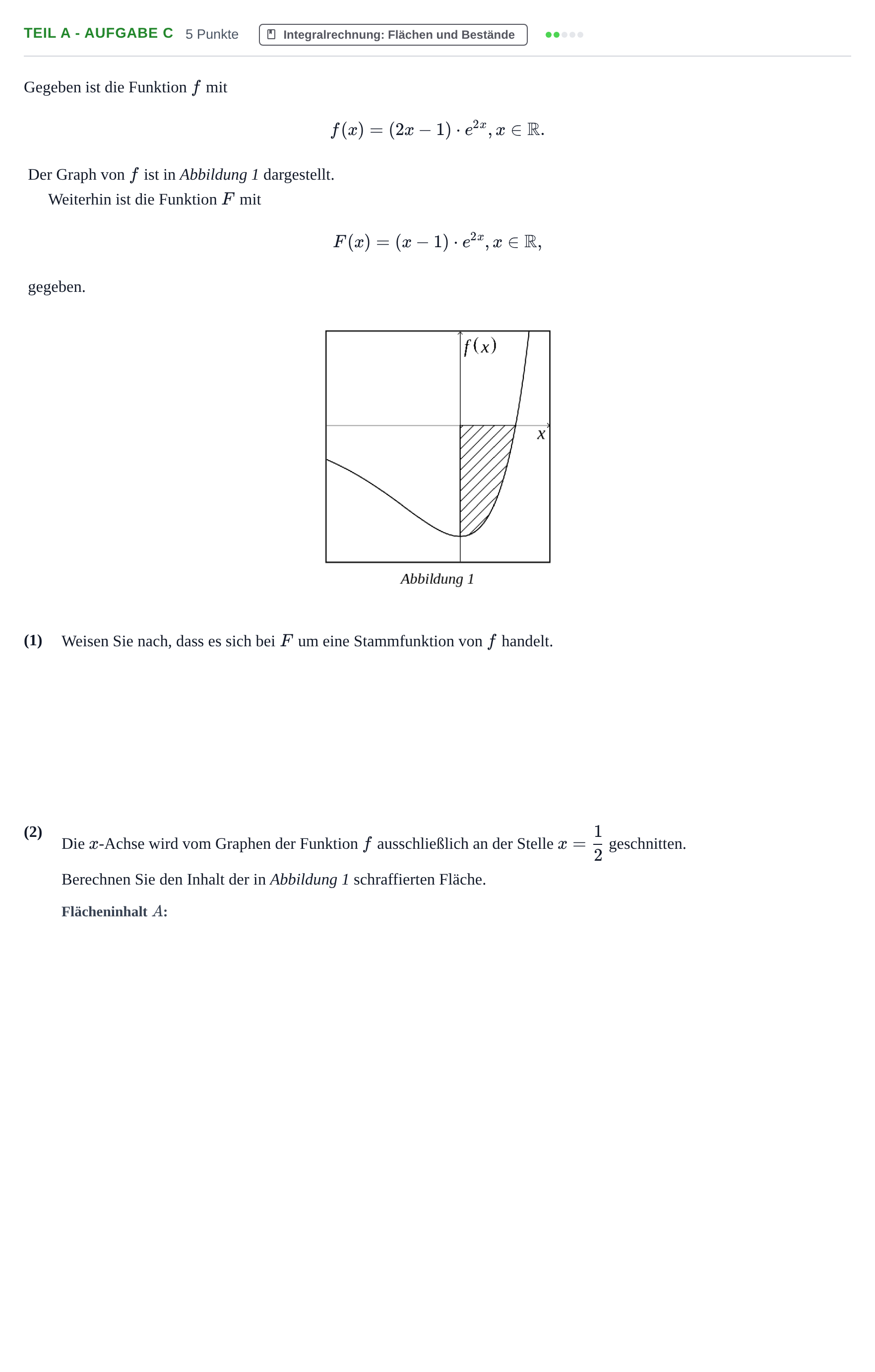 Aufgabenstellung: Teil A - Aufgabe c · Abitur NRW Mathematik GK · Nachtermin · CAS 2023