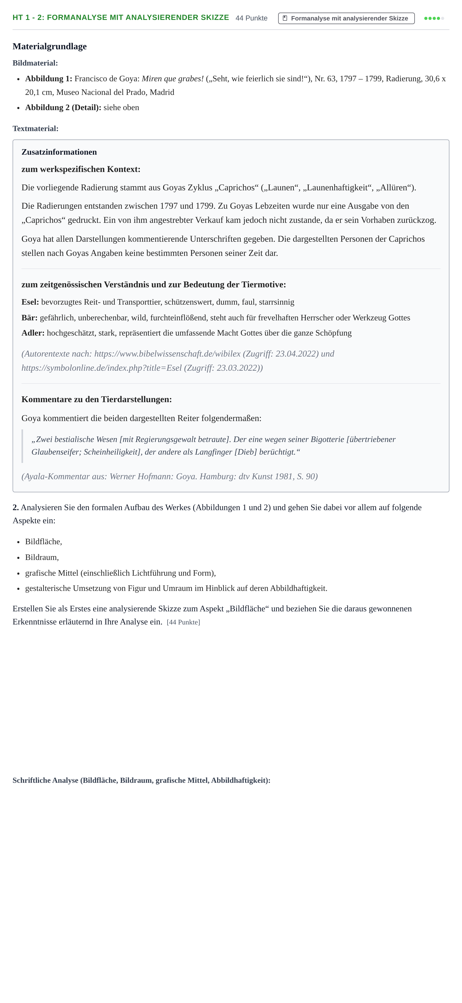 Aufgabenstellung: Aufgabe HT 1 - 2: Formanalyse mit analysierender Skizze · Abitur NRW Kunst GK · Haupttermin 2023
