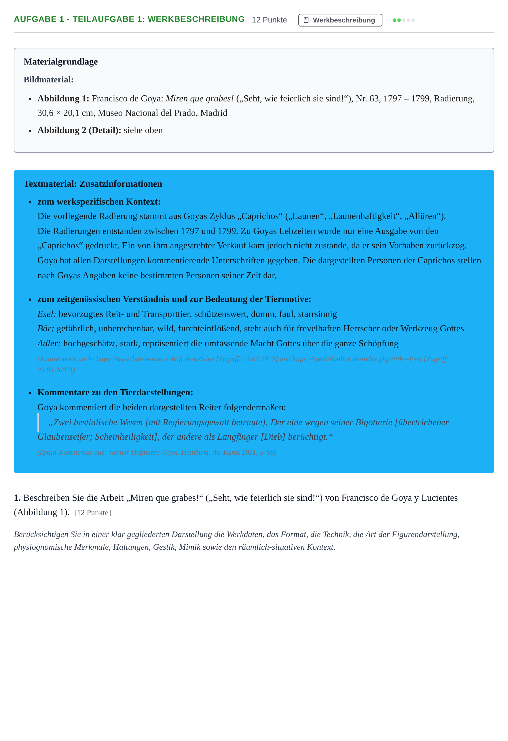 Aufgabenstellung: Aufgabe 1 - Teilaufgabe 1: Werkbeschreibung · Abitur NRW Kunst GK · Haupttermin · Weiterbildungskolleg 2023