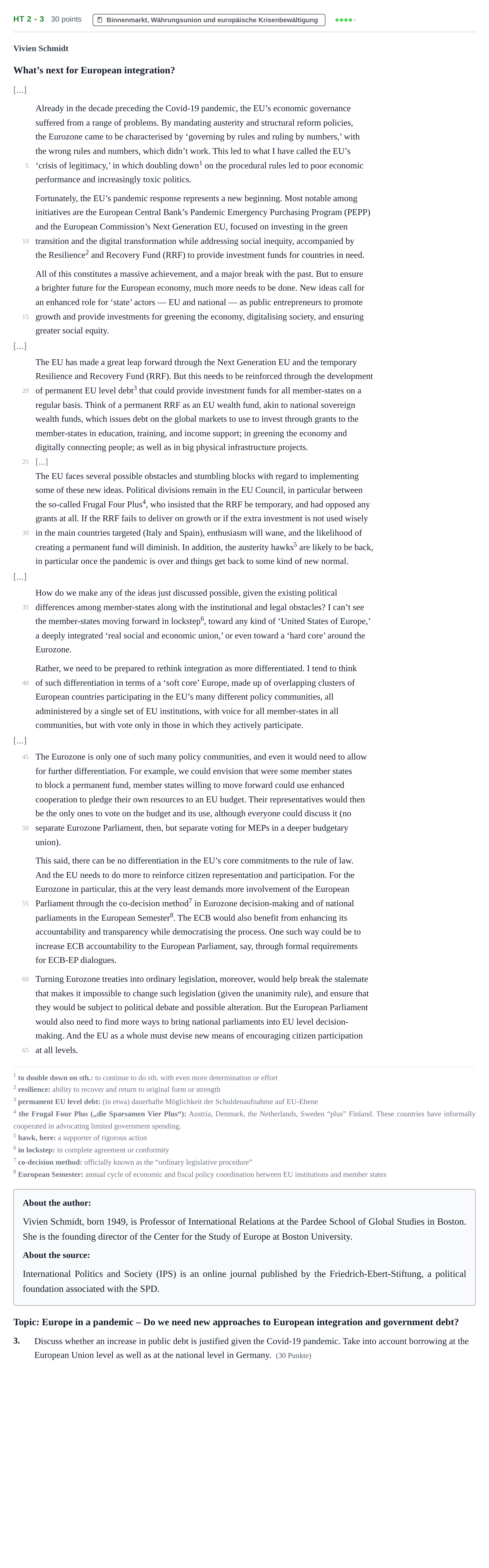Aufgabenstellung: Aufgabe HT 2 - 3 · Abitur NRW Sozialwissenschaften GK · Haupttermin · bilingual Englisch 2022