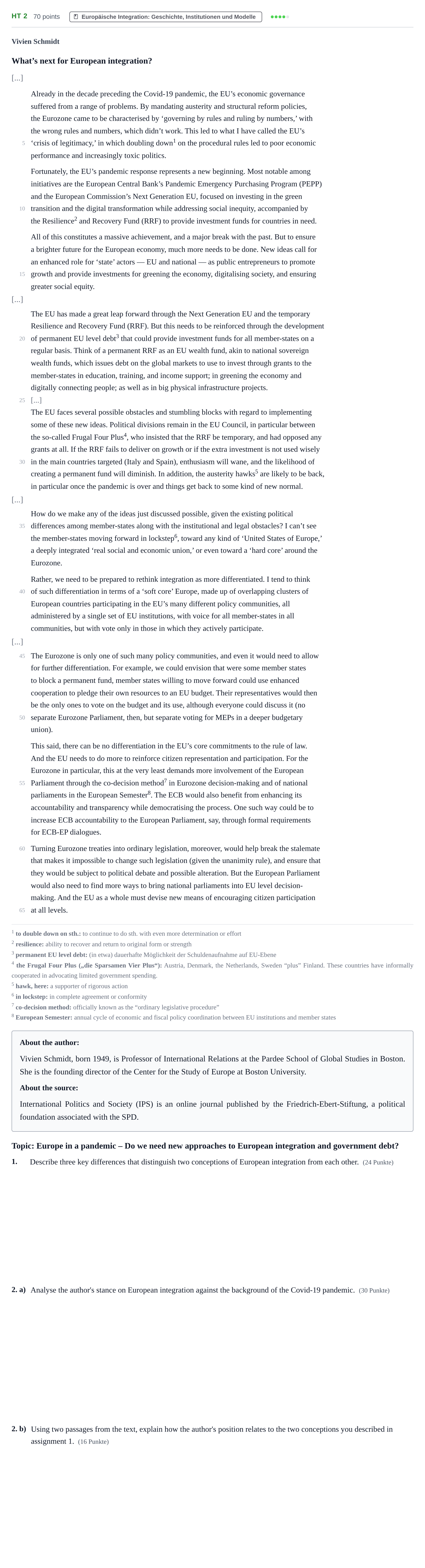 Aufgabenstellung: Aufgabe HT 2 · Abitur NRW Sozialwissenschaften GK · Haupttermin · bilingual Englisch 2022