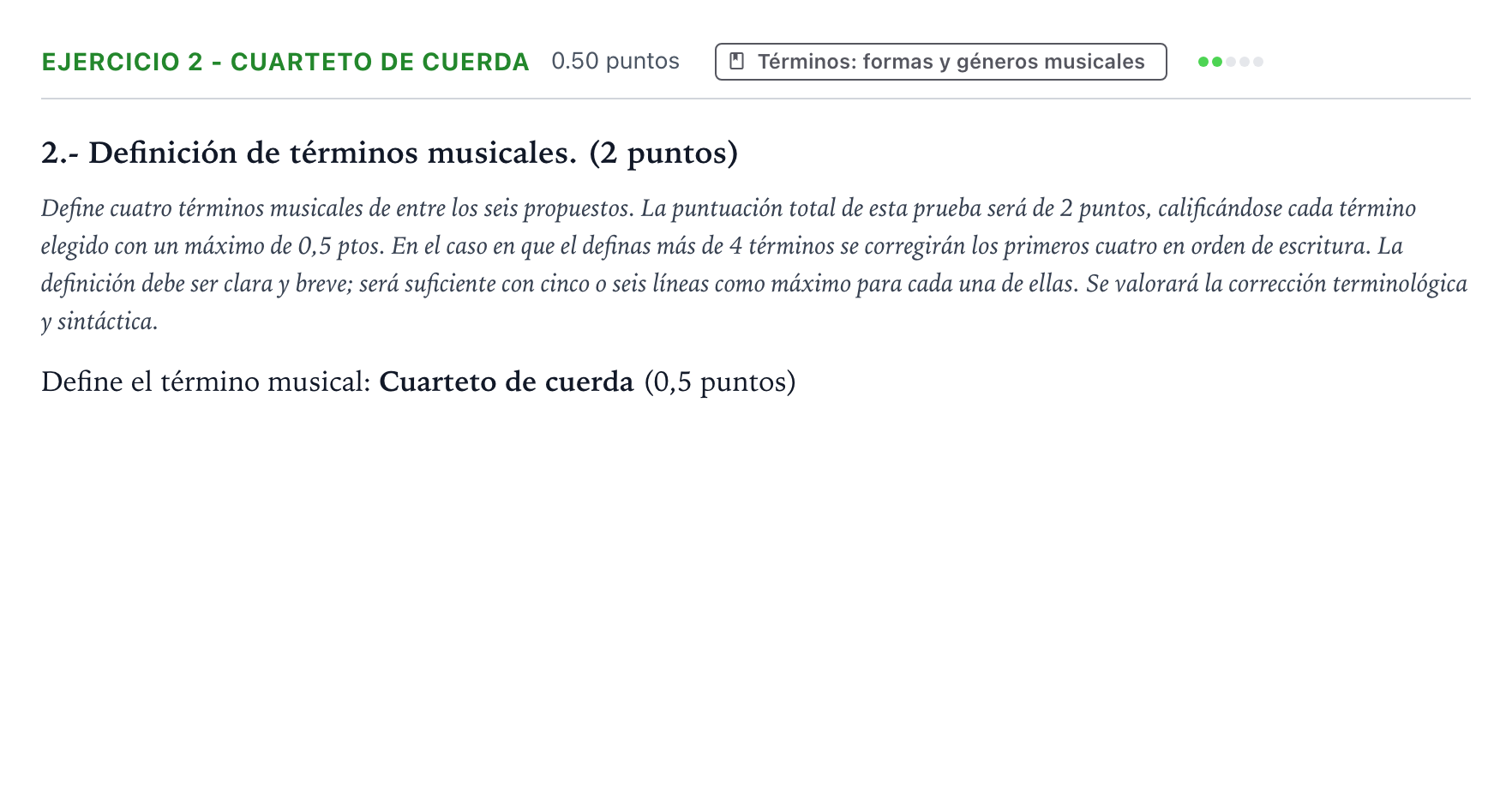 Enunciado: Ejercicio 2 - Cuarteto de cuerda · Análisis Musical II PAU País Vasco Extraordinaria 2024