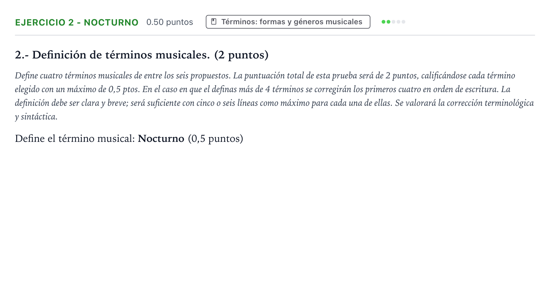 Enunciado: Ejercicio 2 - Nocturno · Análisis Musical II PAU País Vasco Extraordinaria 2024