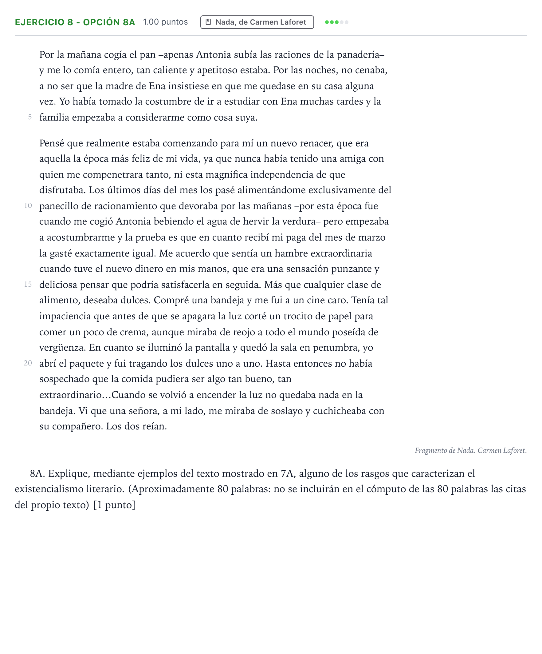 Enunciado: Ejercicio 8 - Opción 8A · Lengua Castellana y Literatura II PAU País Vasco Ordinaria 2024