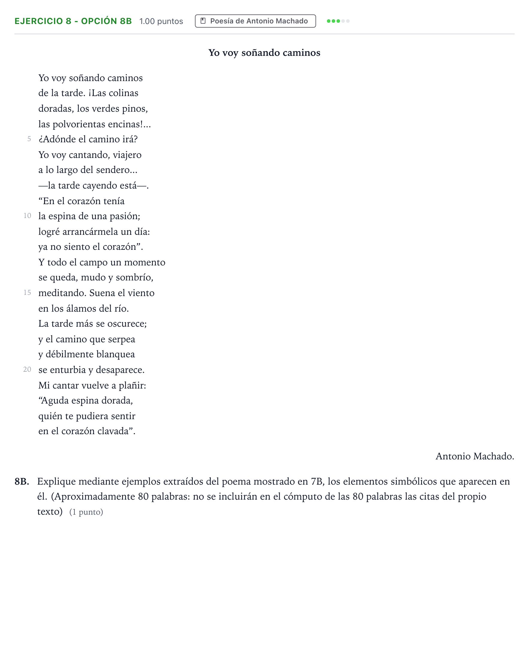 Enunciado: Ejercicio 8 - Opción 8B · Lengua Castellana y Literatura II PAU País Vasco Ordinaria 2024