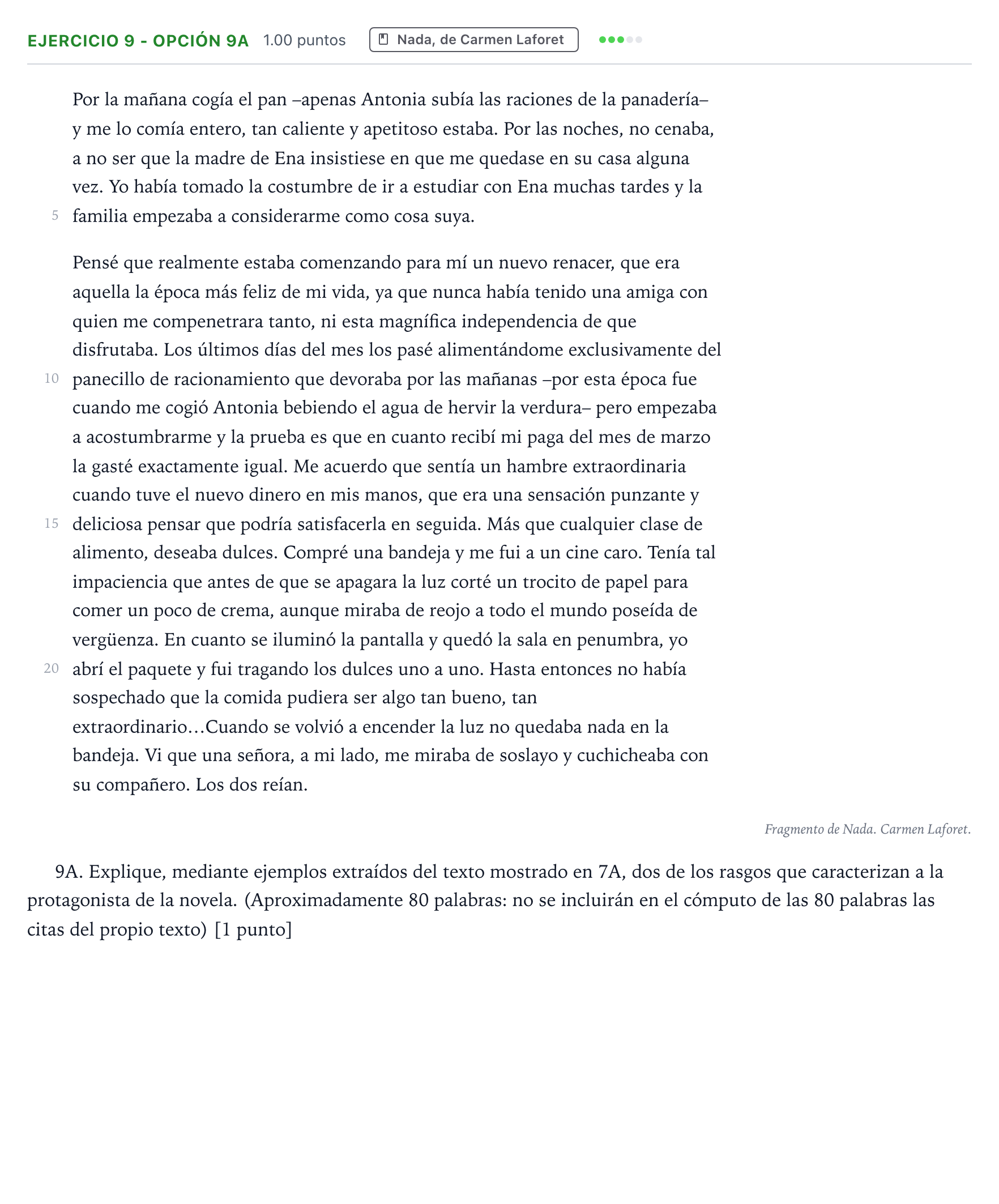 Enunciado: Ejercicio 9 - Opción 9A · Lengua Castellana y Literatura II PAU País Vasco Ordinaria 2024