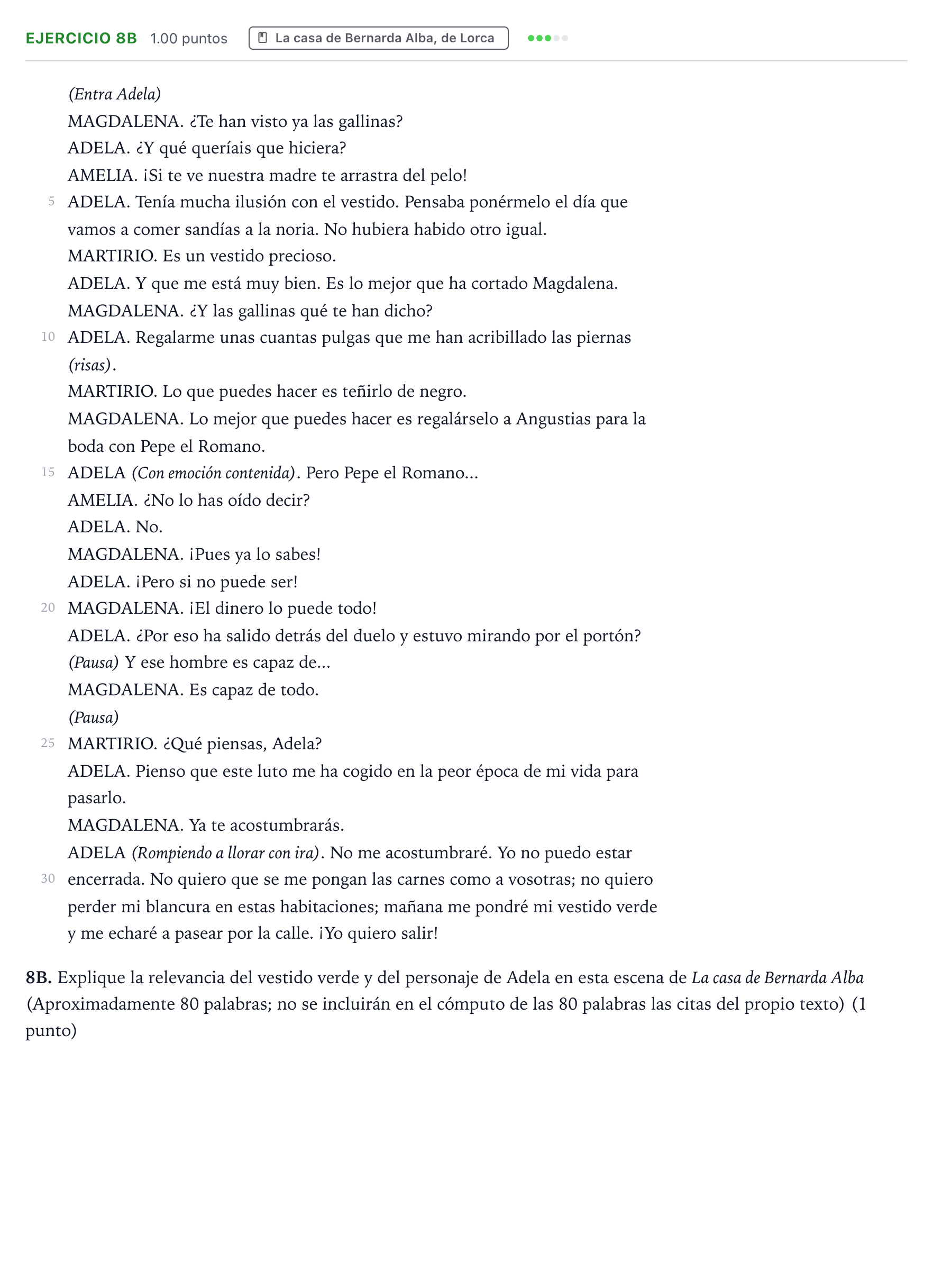 Enunciado: Ejercicio 8B · Lengua Castellana y Literatura II PAU País Vasco Extraordinaria 2024
