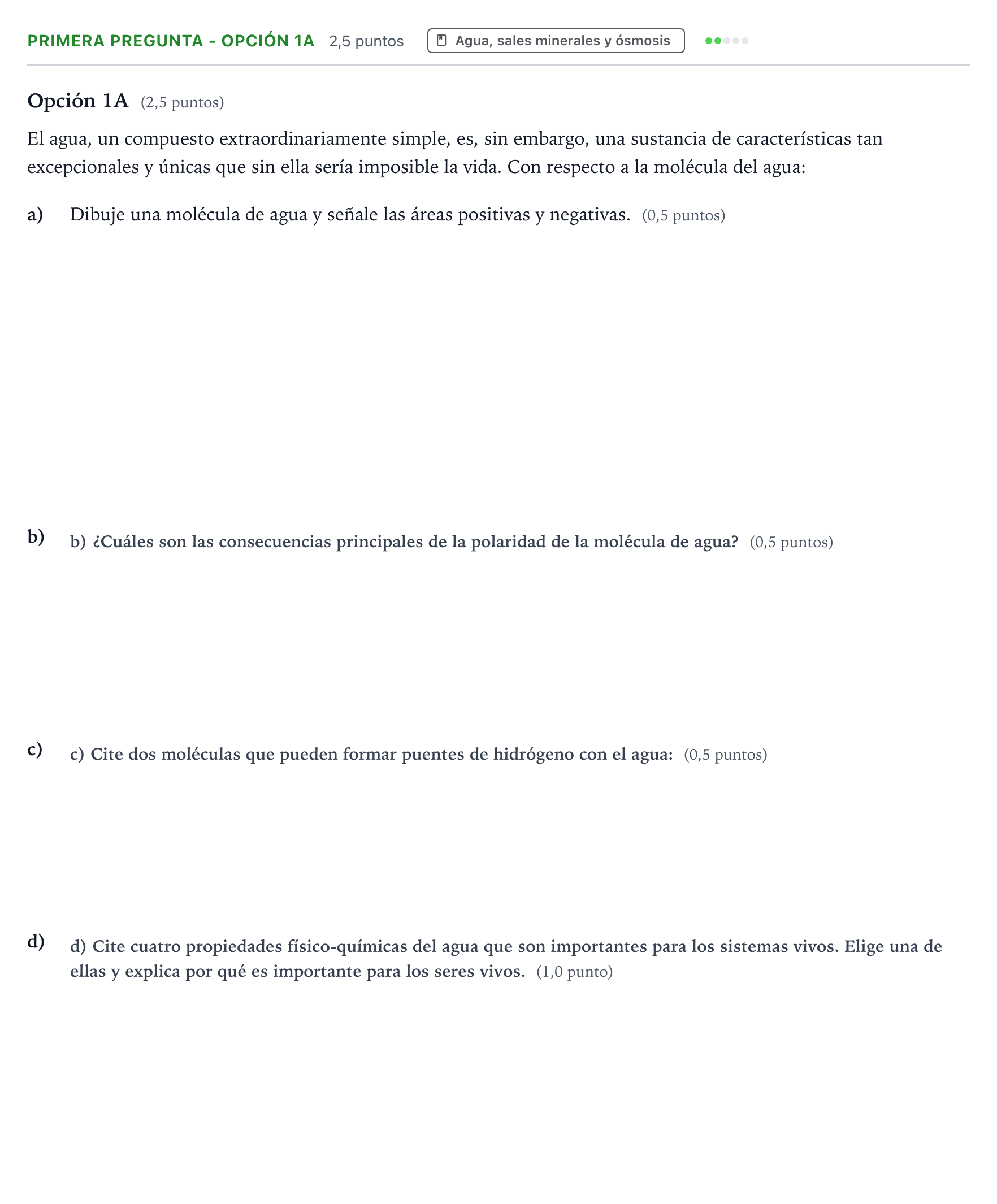 Enunciado: Ejercicio Primera Pregunta - Opción 1A · Biología PAU País Vasco Extraordinaria 2024