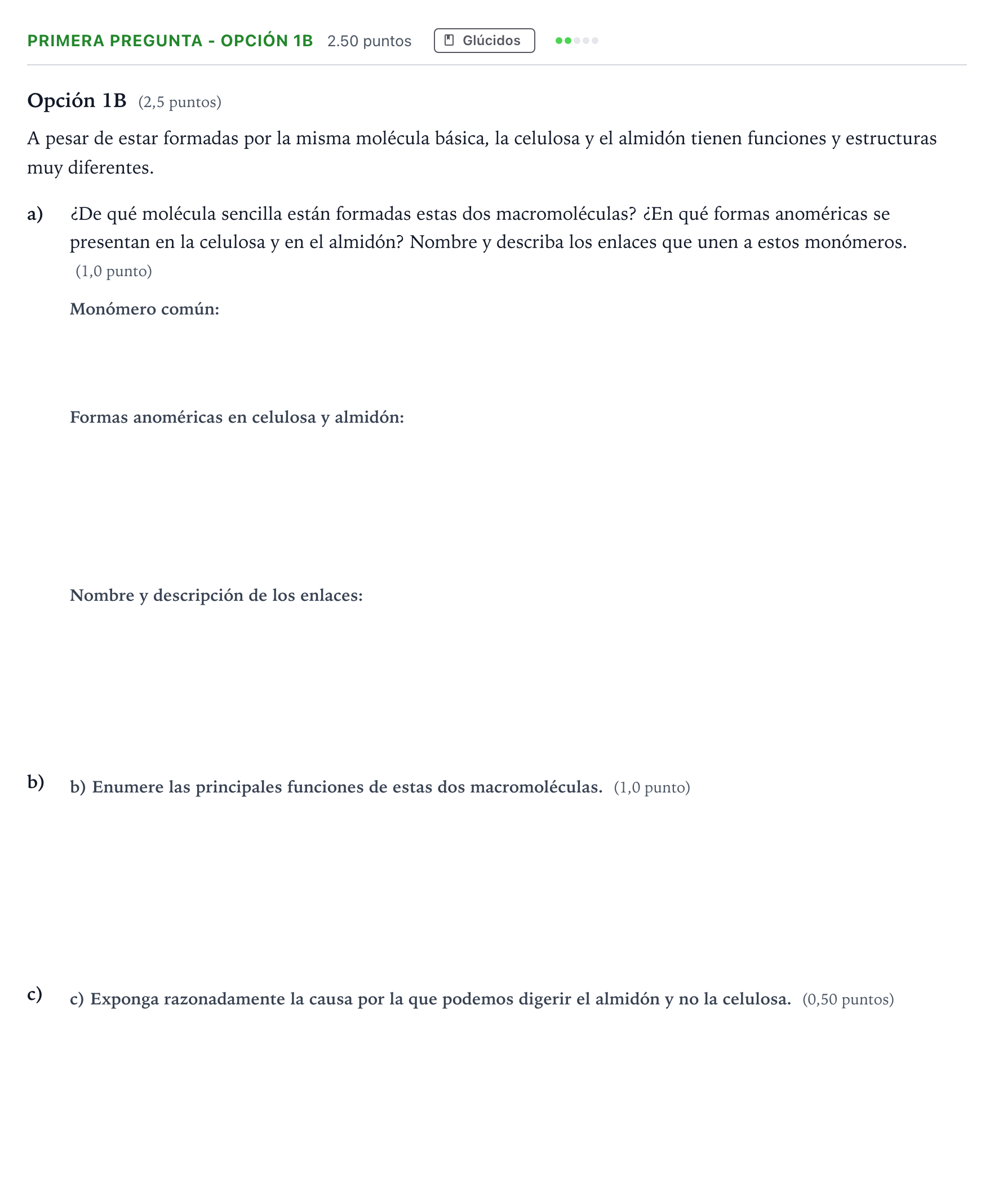 Enunciado: Ejercicio Primera Pregunta - Opción 1B · Biología PAU País Vasco Extraordinaria 2024