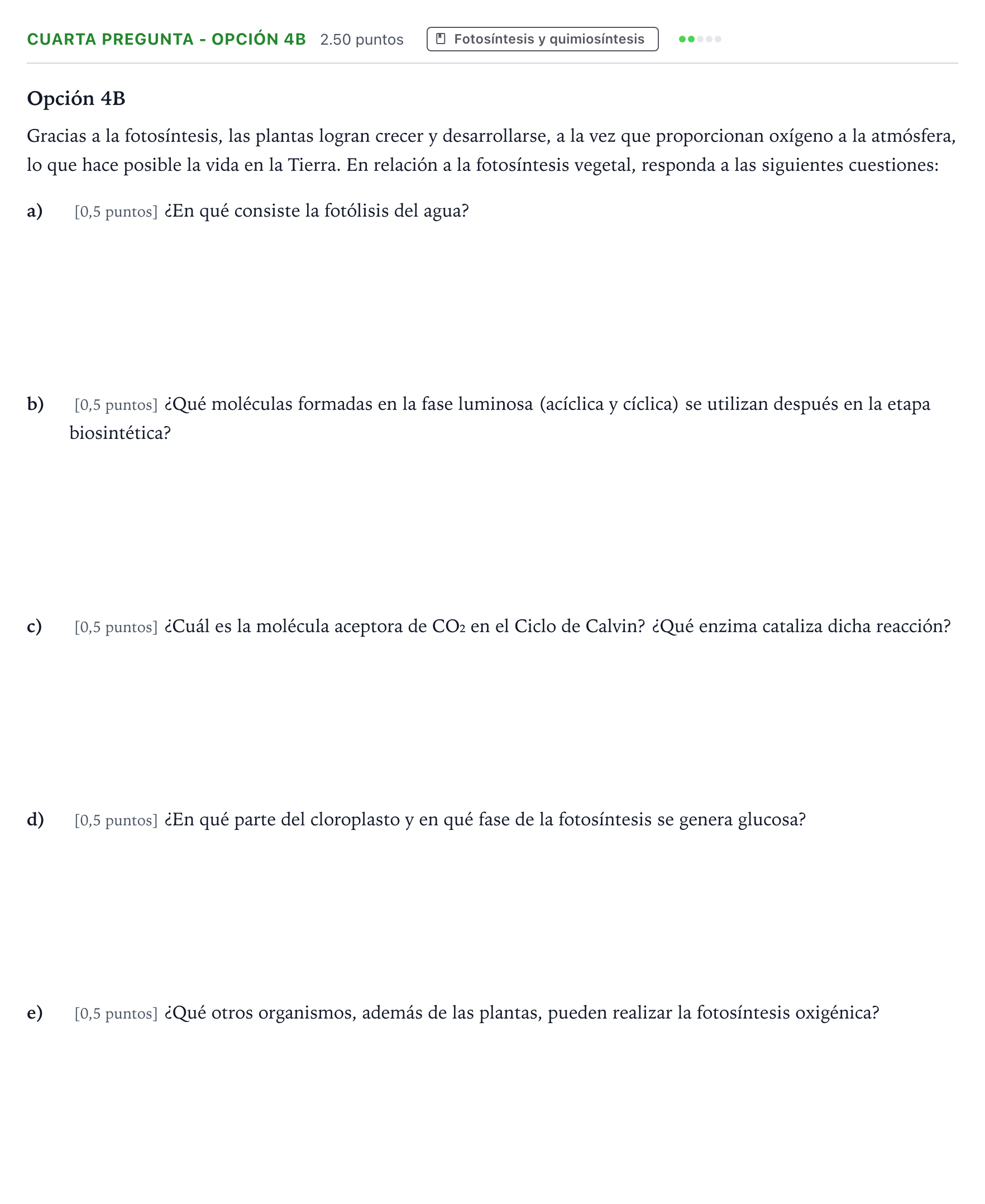Enunciado: Ejercicio Cuarta Pregunta - Opción 4B · Biología PAU País Vasco Extraordinaria 2024