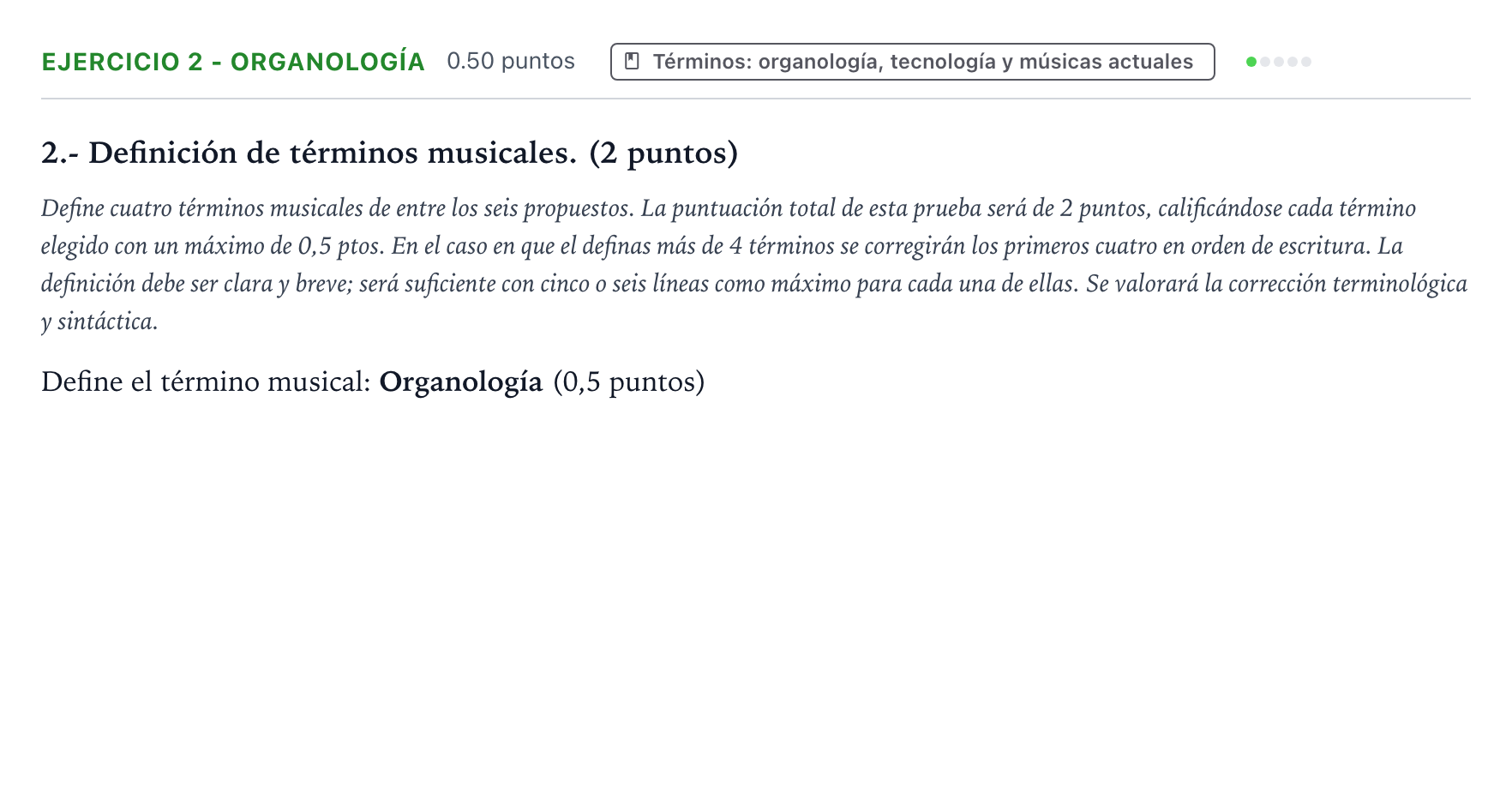 Enunciado: Ejercicio 2 - Organología · Análisis Musical II PAU País Vasco Ordinaria 2024
