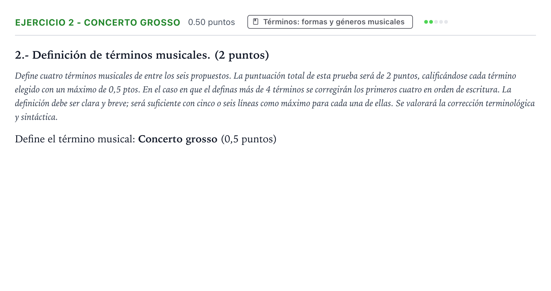 Enunciado: Ejercicio 2 - Concerto grosso · Análisis Musical II PAU País Vasco Ordinaria 2024