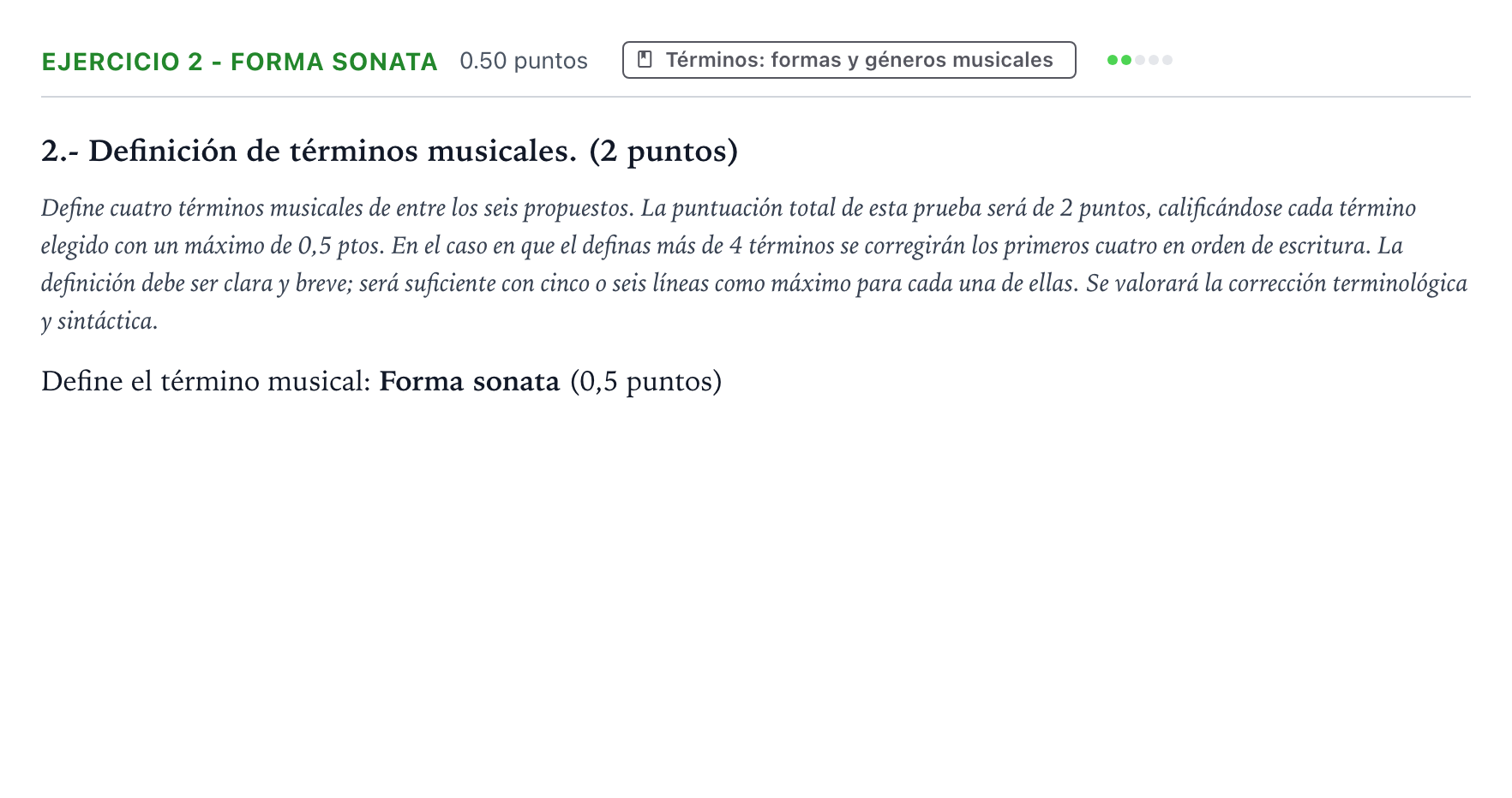 Enunciado: Ejercicio 2 - Forma sonata · Análisis Musical II PAU País Vasco Ordinaria 2024
