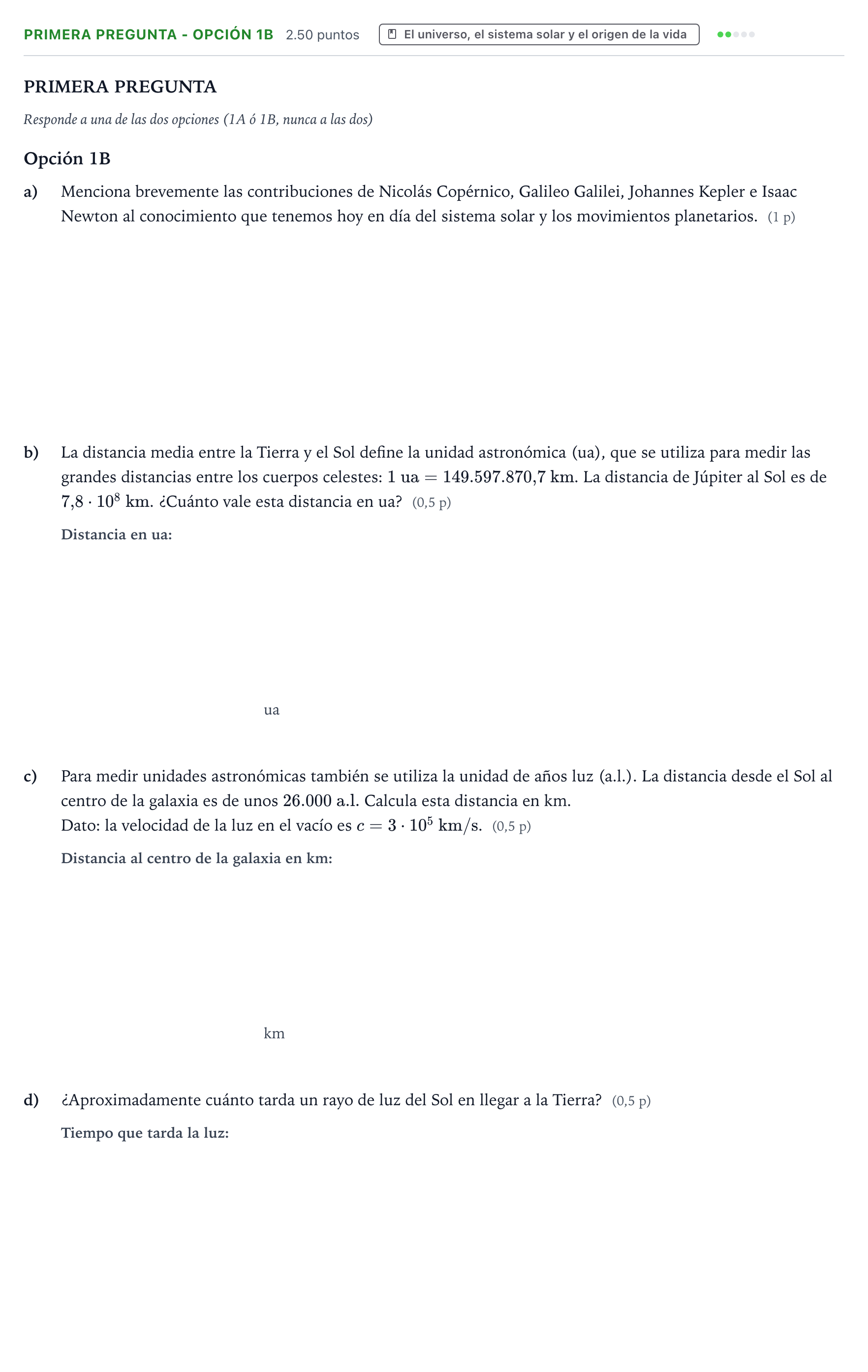 Enunciado: Ejercicio Primera Pregunta - Opción 1B · Ciencias Generales PAU País Vasco Extraordinaria 2024