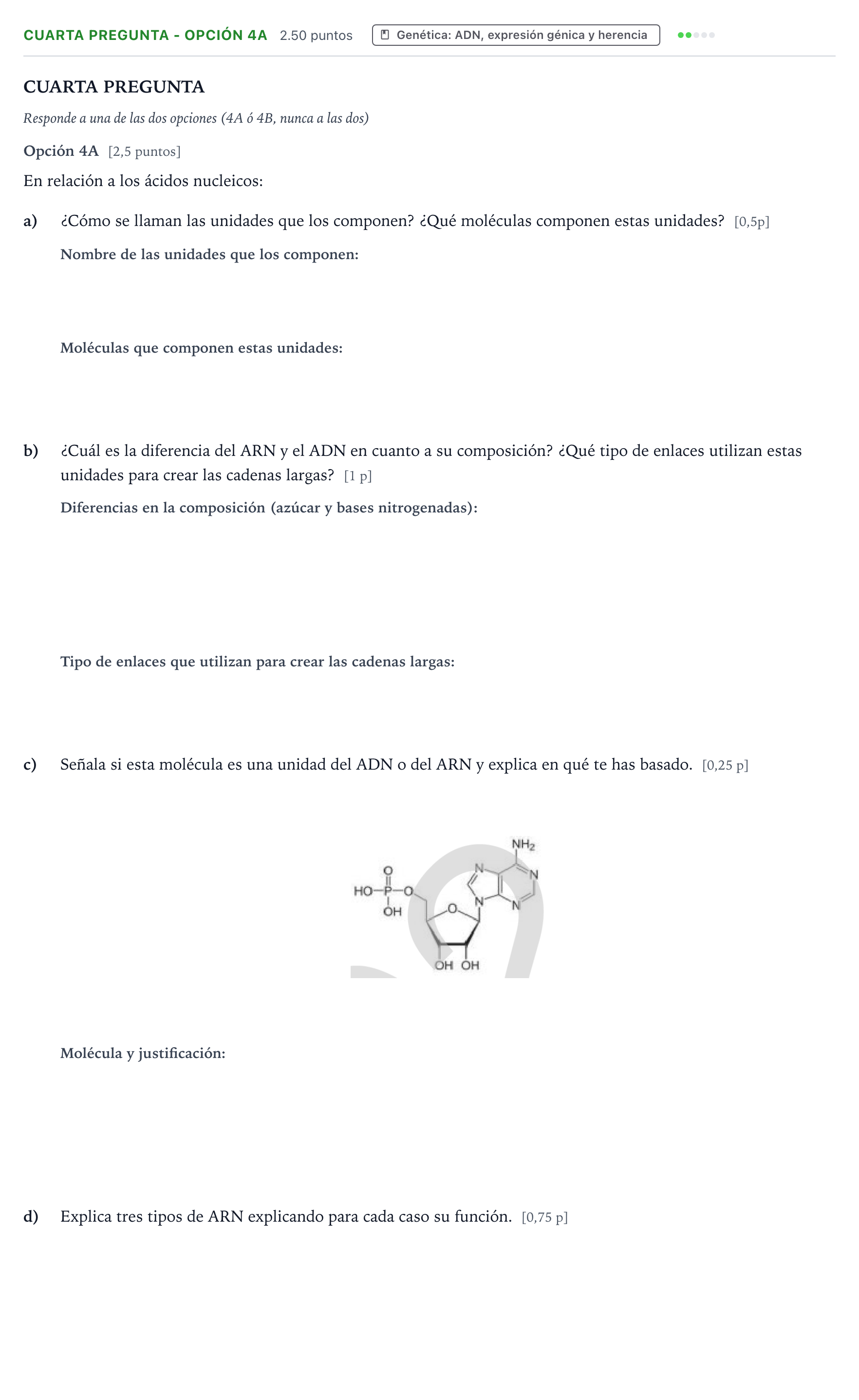Enunciado: Ejercicio Cuarta Pregunta - Opción 4A · Ciencias Generales PAU País Vasco Extraordinaria 2024