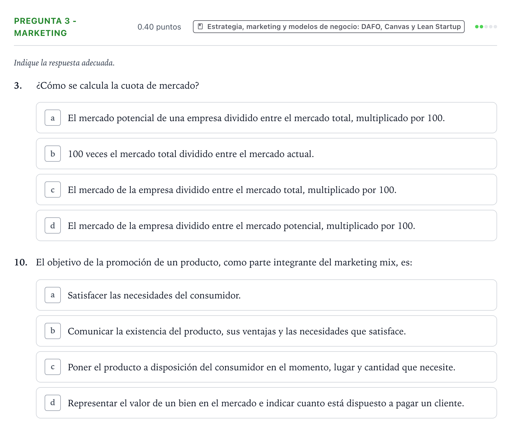 Enunciado: Pregunta 3 - Marketing · Empresa y Diseño de Modelos de Negocio PAU País Vasco Extraordinaria 2024