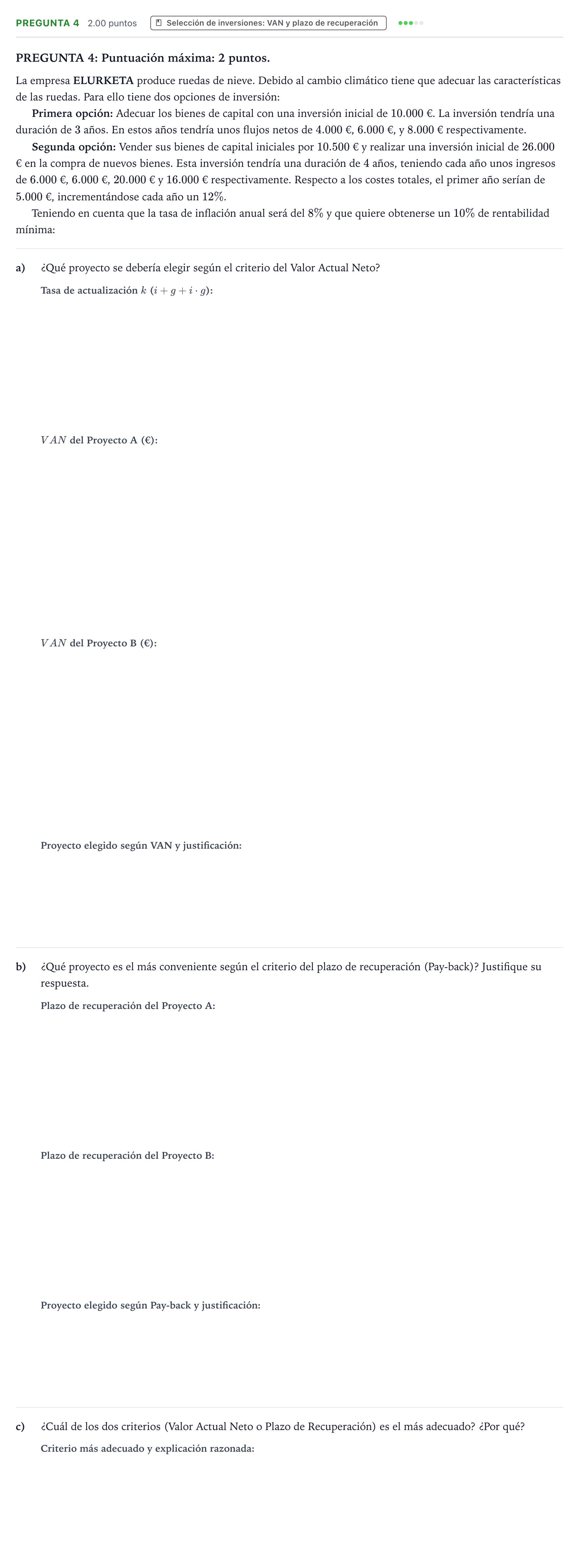 Enunciado: Pregunta 4 · Empresa y Diseño de Modelos de Negocio PAU País Vasco Extraordinaria 2024