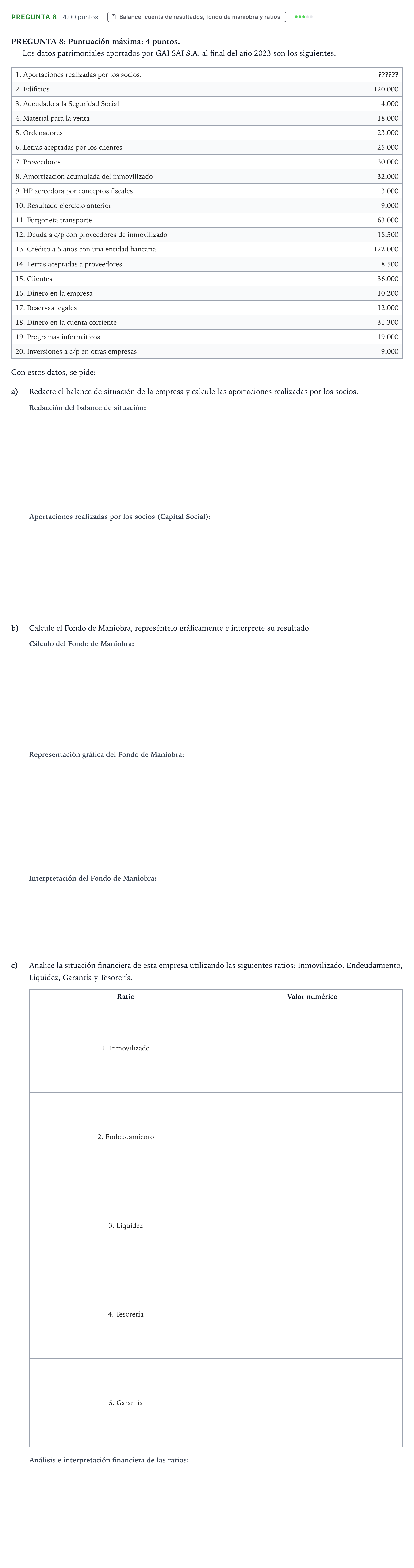 Enunciado: Pregunta 8 · Empresa y Diseño de Modelos de Negocio PAU País Vasco Extraordinaria 2024