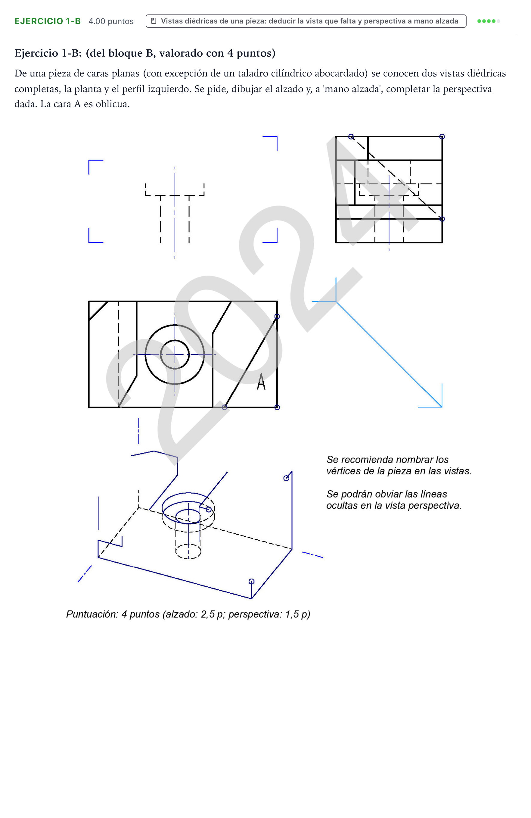 Enunciado: Ejercicio 1-B · Dibujo técnico II PAU País Vasco Ordinaria 2024