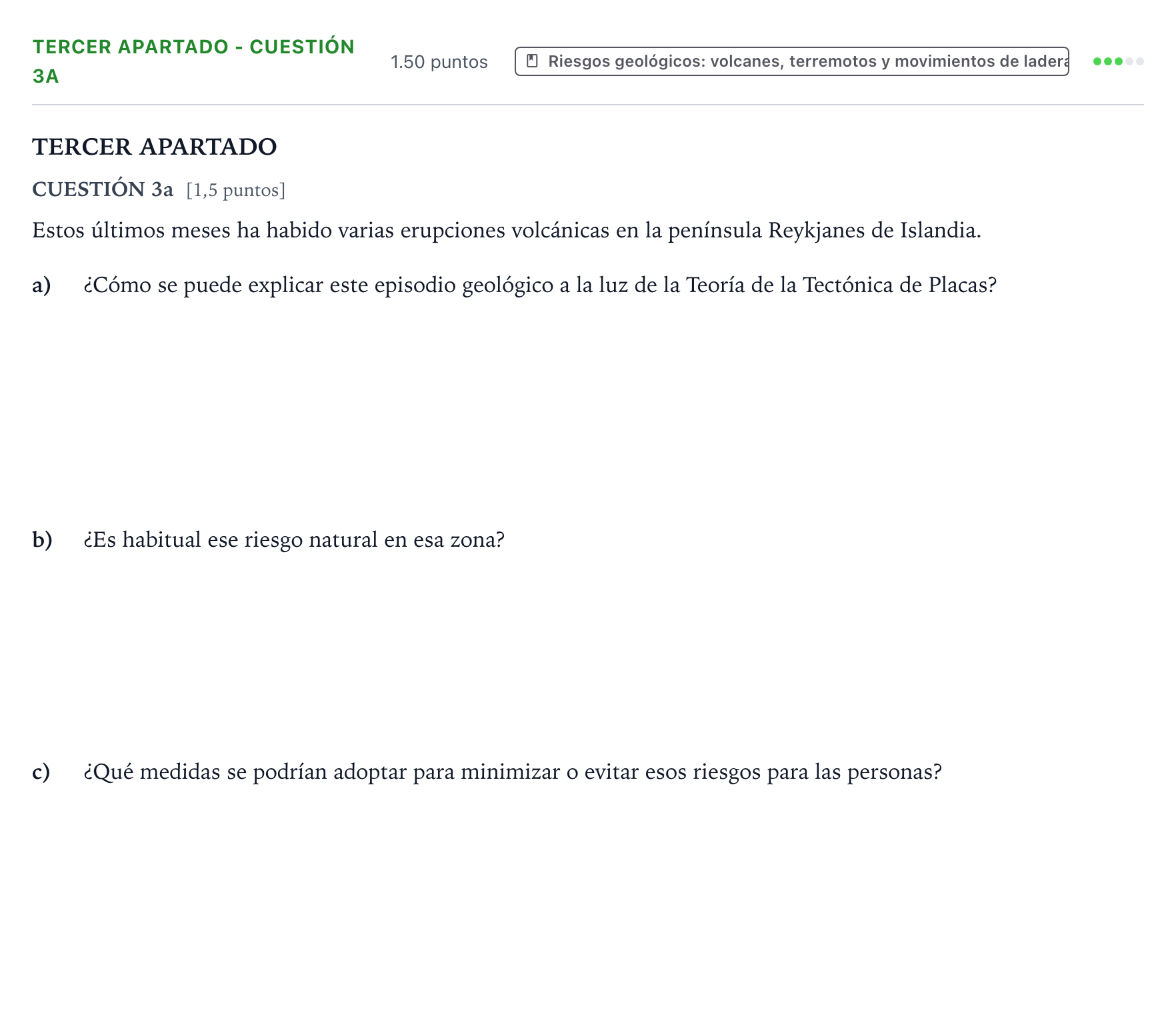 Enunciado: Ejercicio Tercer Apartado - Cuestión 3a · Geología y Ciencias Ambientales PAU País Vasco Ordinaria 2024