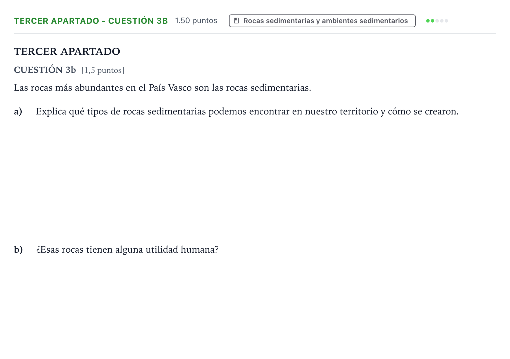 Enunciado: Ejercicio Tercer Apartado - Cuestión 3b · Geología y Ciencias Ambientales PAU País Vasco Ordinaria 2024