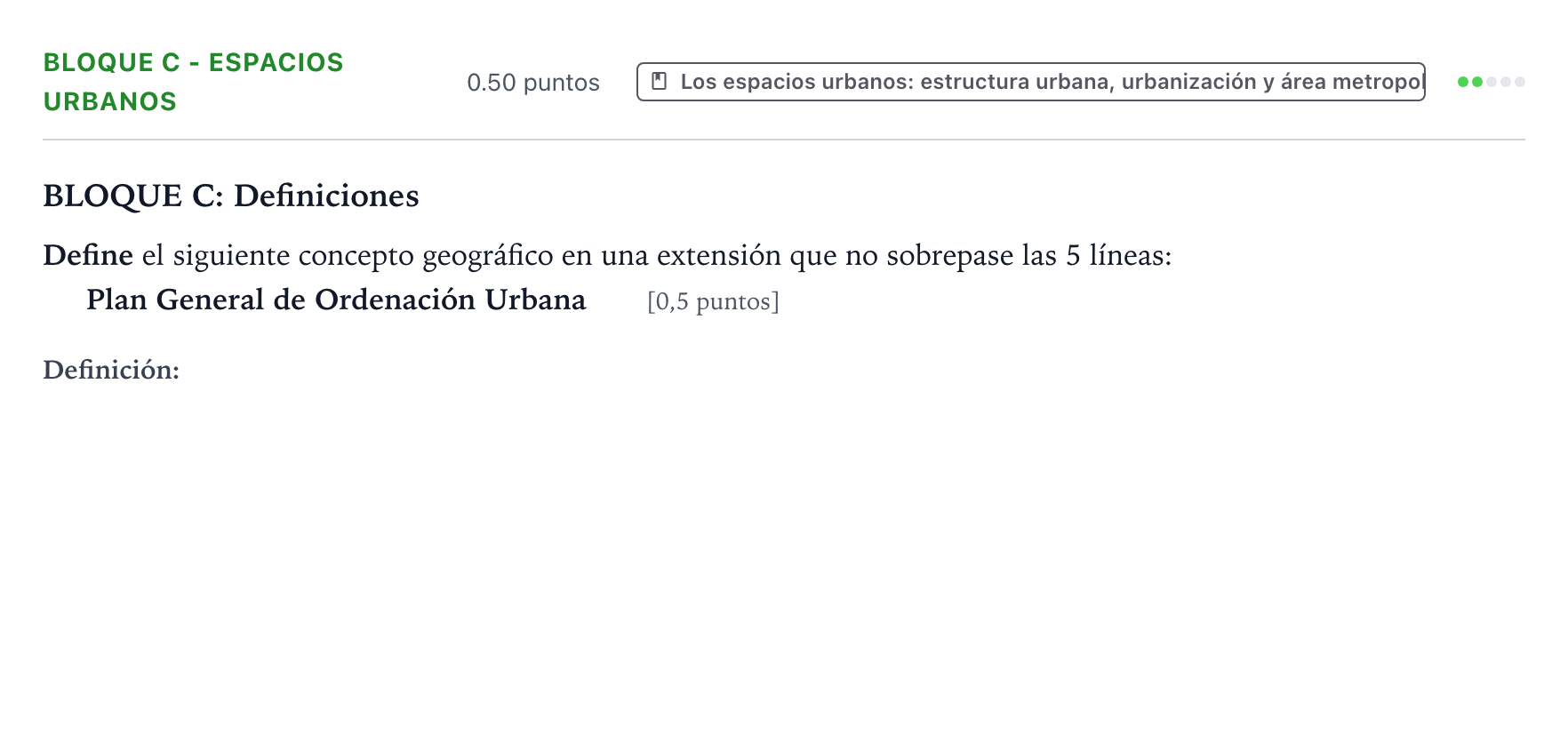 Enunciado: Bloque C - Espacios urbanos · Geografía PAU País Vasco Extraordinaria 2024