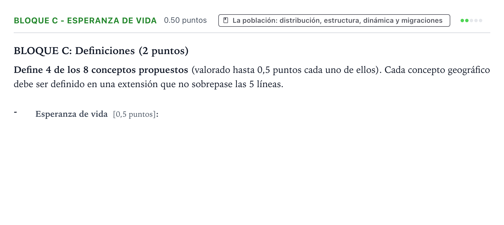 Enunciado: Bloque C - Esperanza de vida · Geografía PAU País Vasco Extraordinaria 2024
