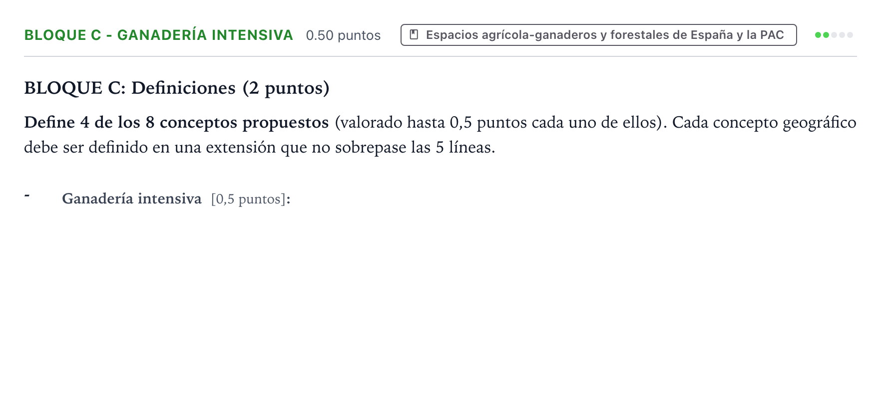 Enunciado: Bloque C - Ganadería intensiva · Geografía PAU País Vasco Extraordinaria 2024