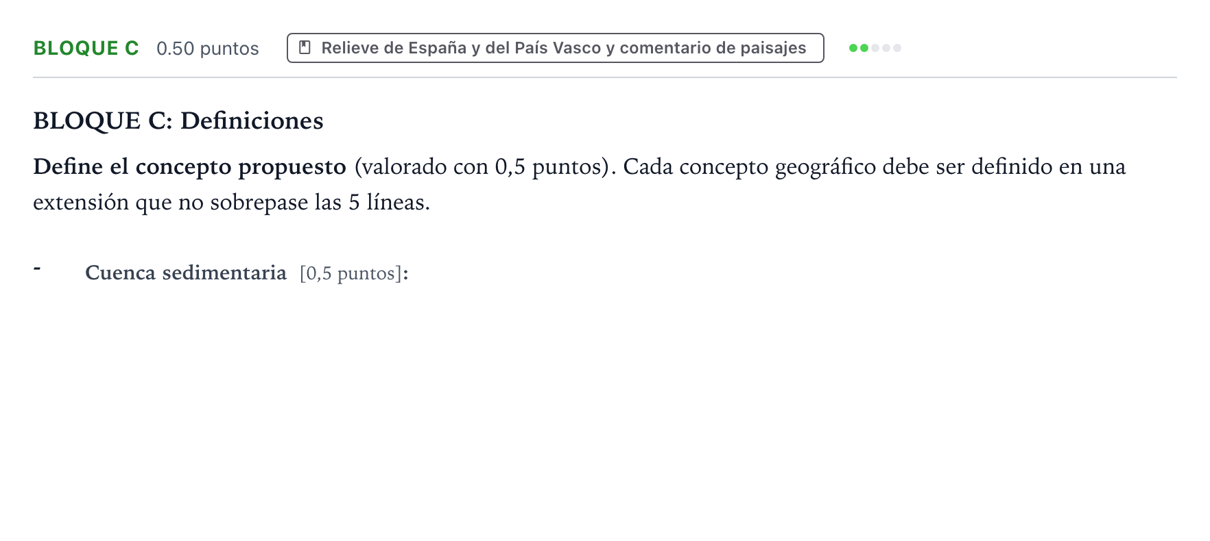 Enunciado: Bloque C - Relieve · Geografía PAU País Vasco Extraordinaria 2024