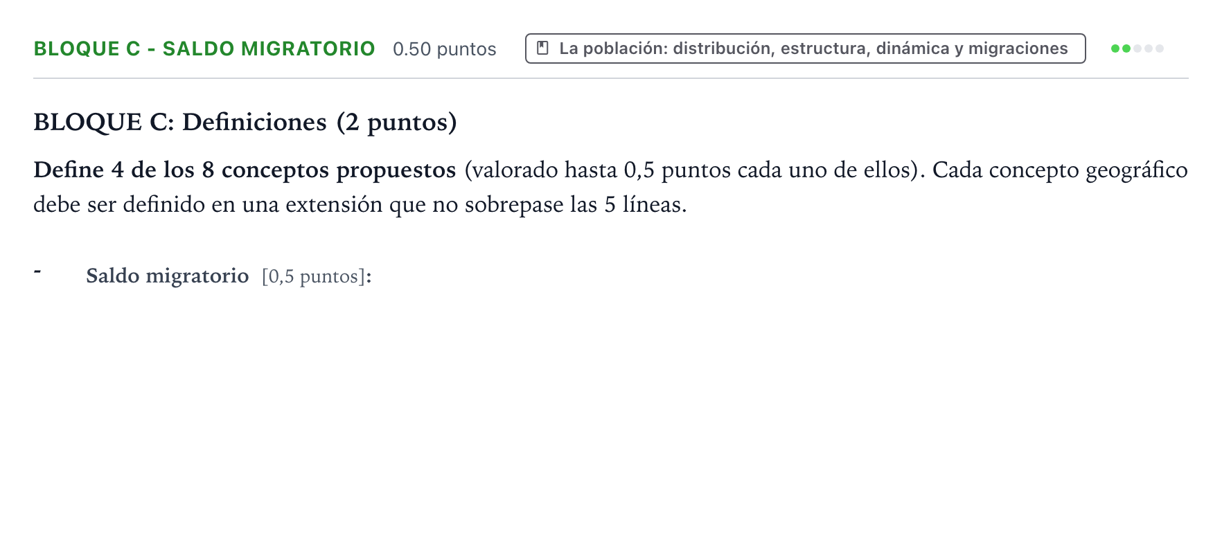 Enunciado: Bloque C - Saldo migratorio · Geografía PAU País Vasco Extraordinaria 2024