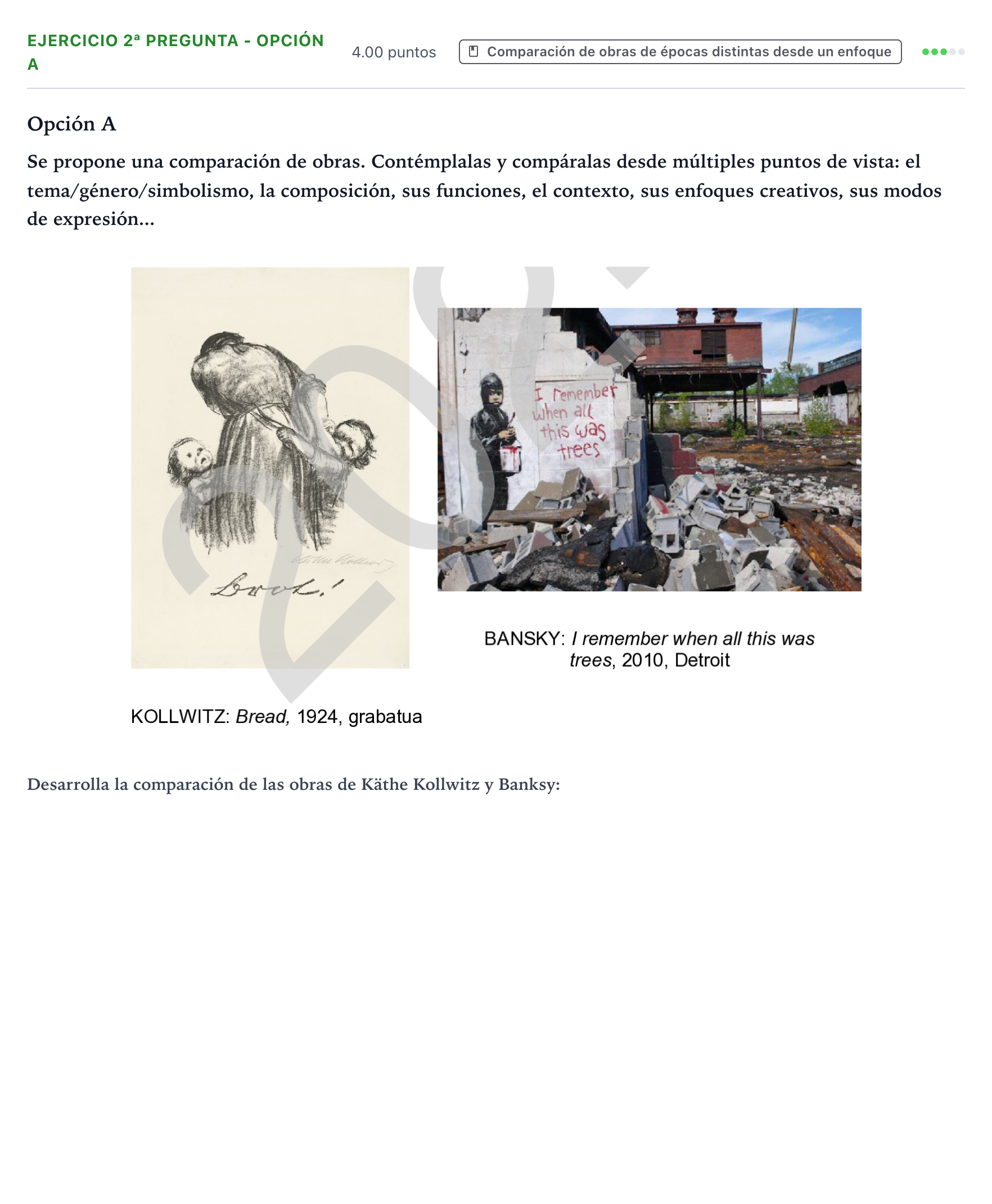 Enunciado: Ejercicio 2ª Pregunta - Opción A · Fundamentos Artísticos PAU País Vasco Extraordinaria 2024