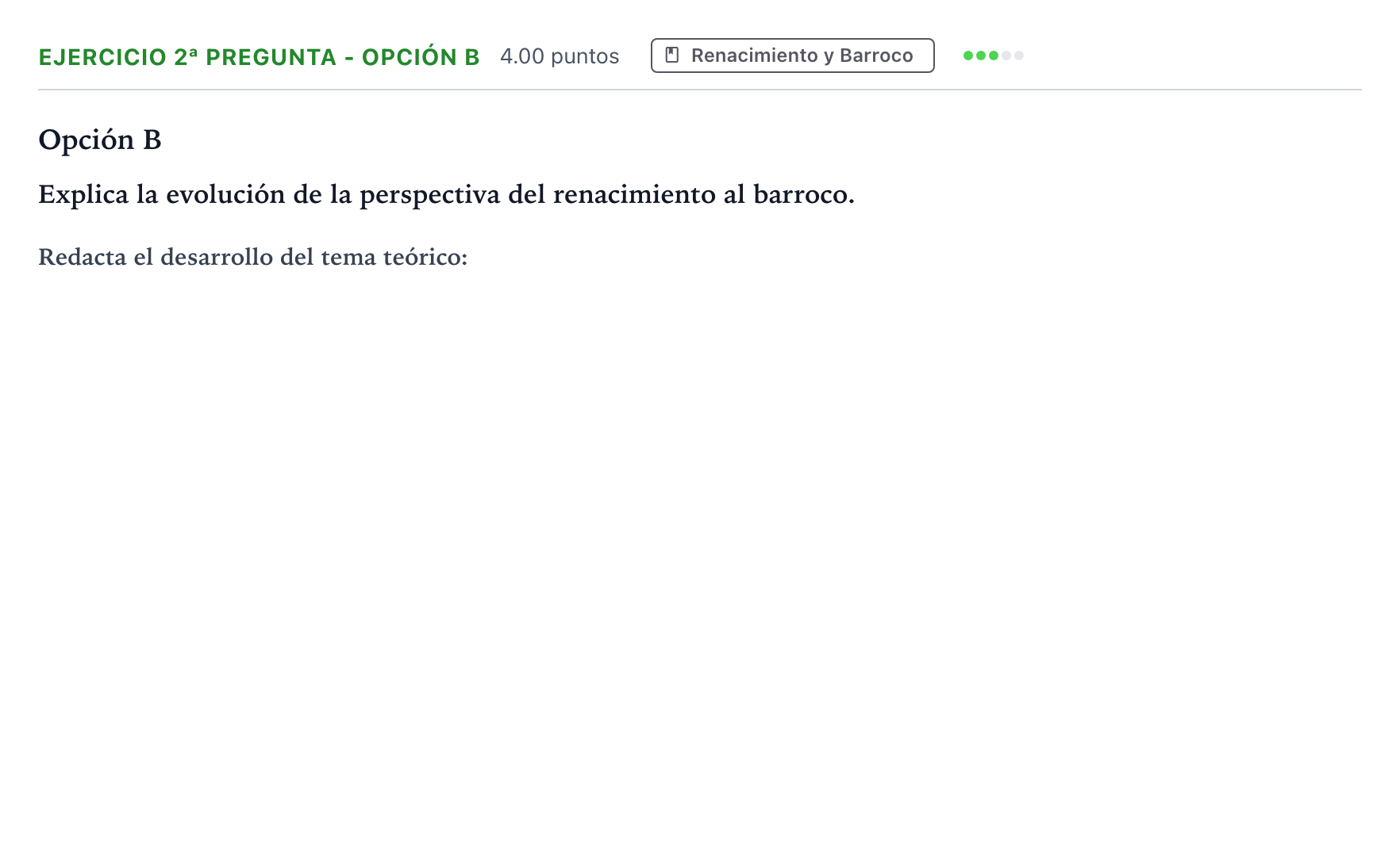 Enunciado: Ejercicio 2ª Pregunta - Opción B · Fundamentos Artísticos PAU País Vasco Extraordinaria 2024