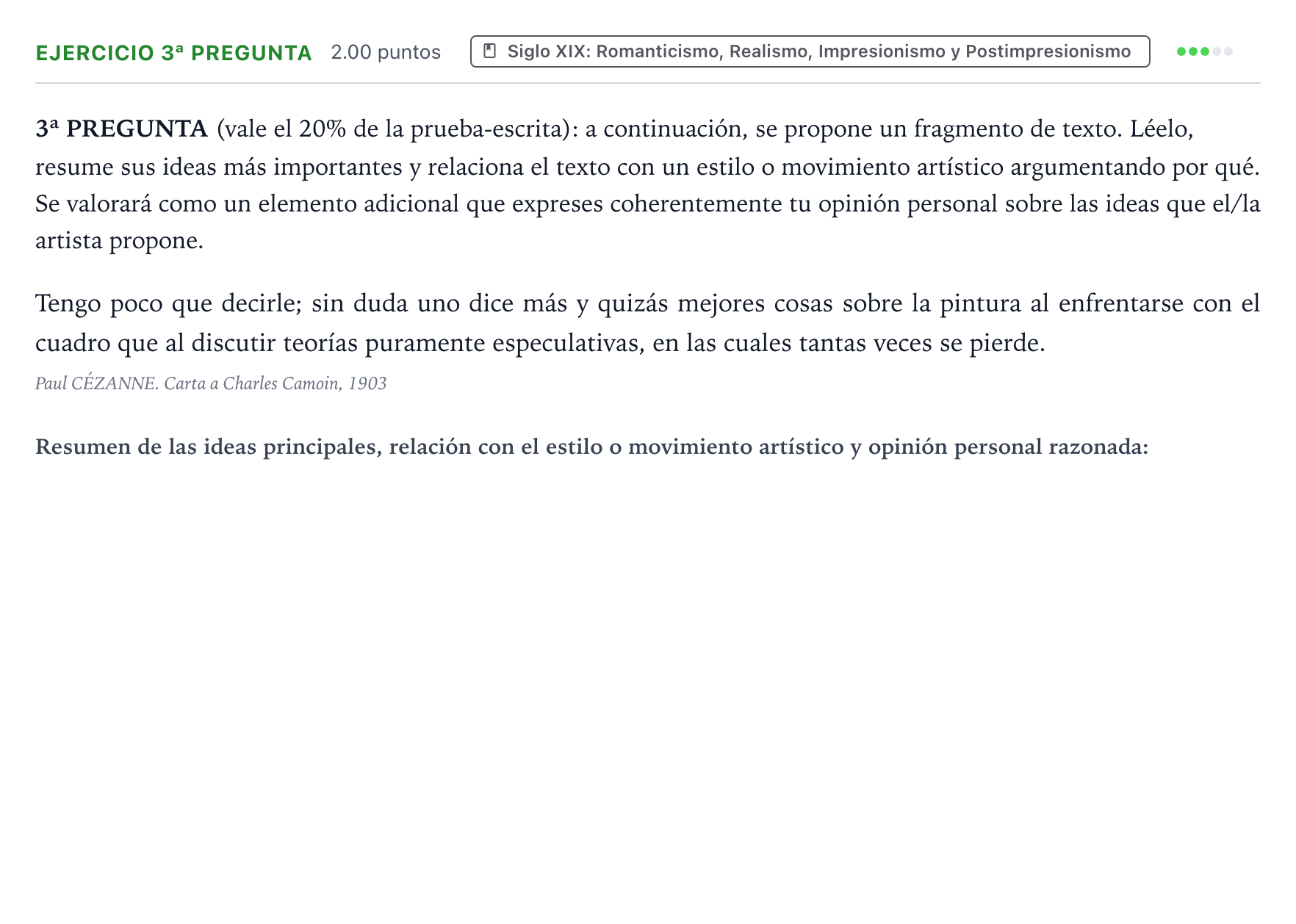 Enunciado: Ejercicio 3ª Pregunta · Fundamentos Artísticos PAU País Vasco Extraordinaria 2024