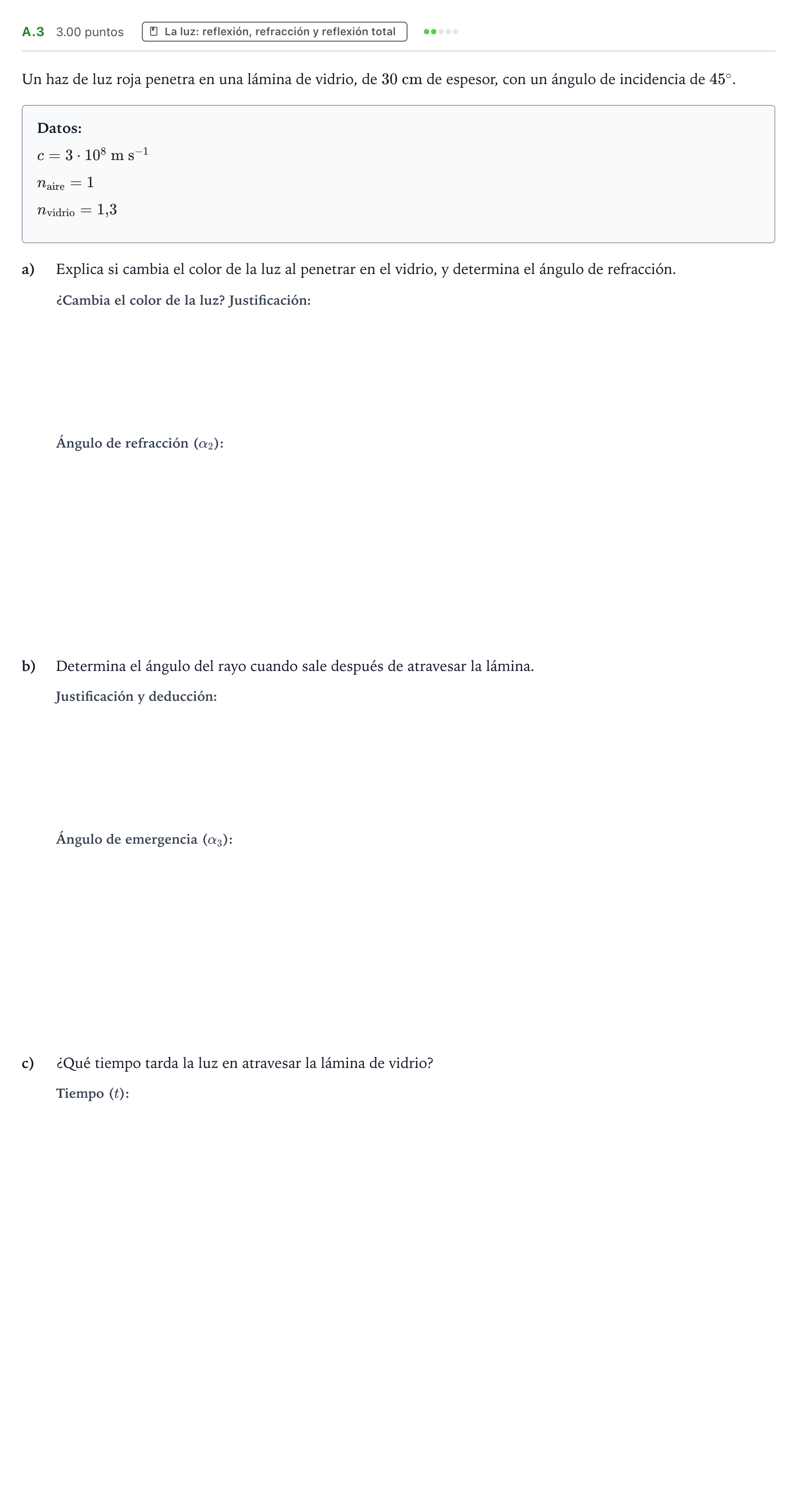 Enunciado: Ejercicio A.3 · Física PAU País Vasco Ordinaria 2024