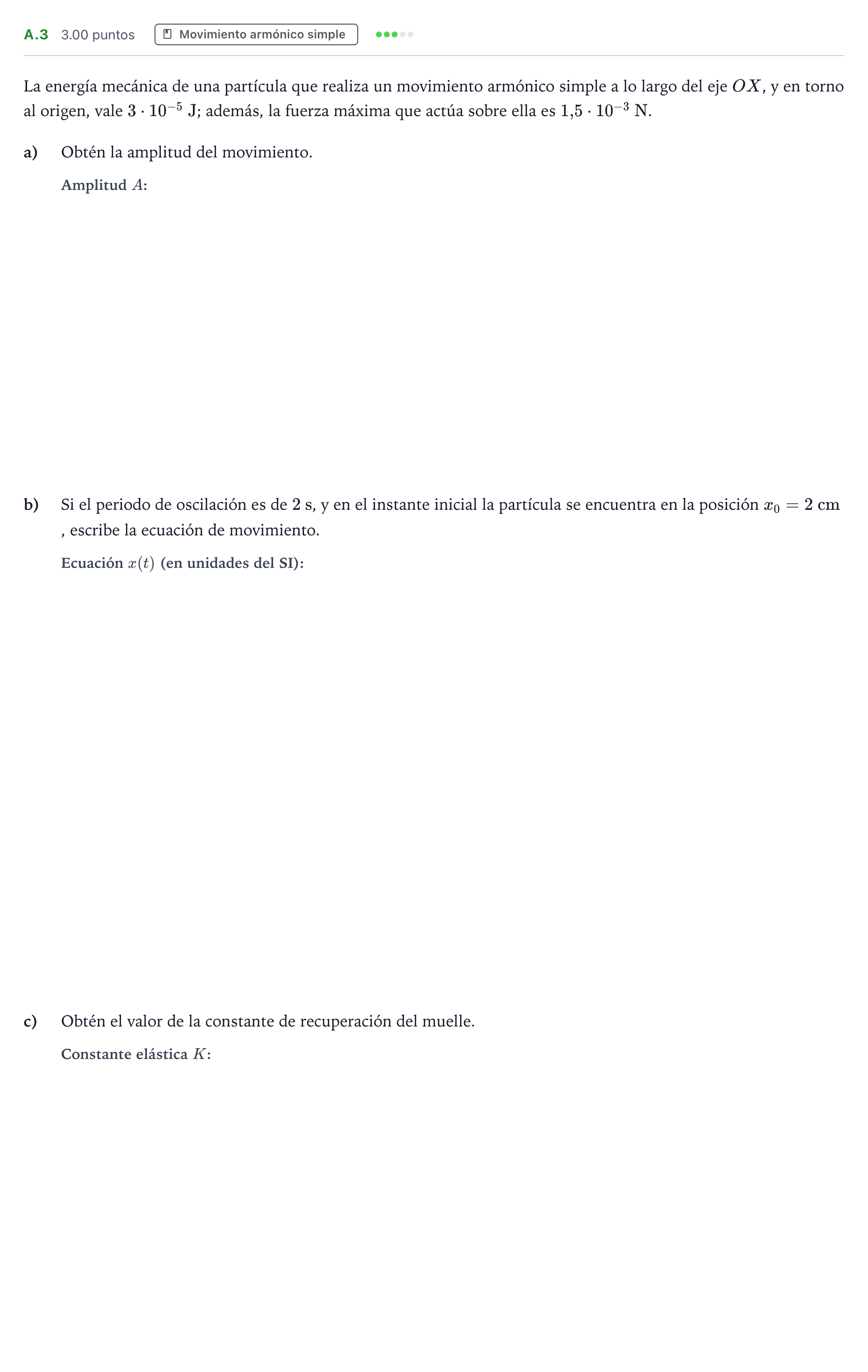Enunciado: Ejercicio A.3 · Física PAU País Vasco Extraordinaria 2024