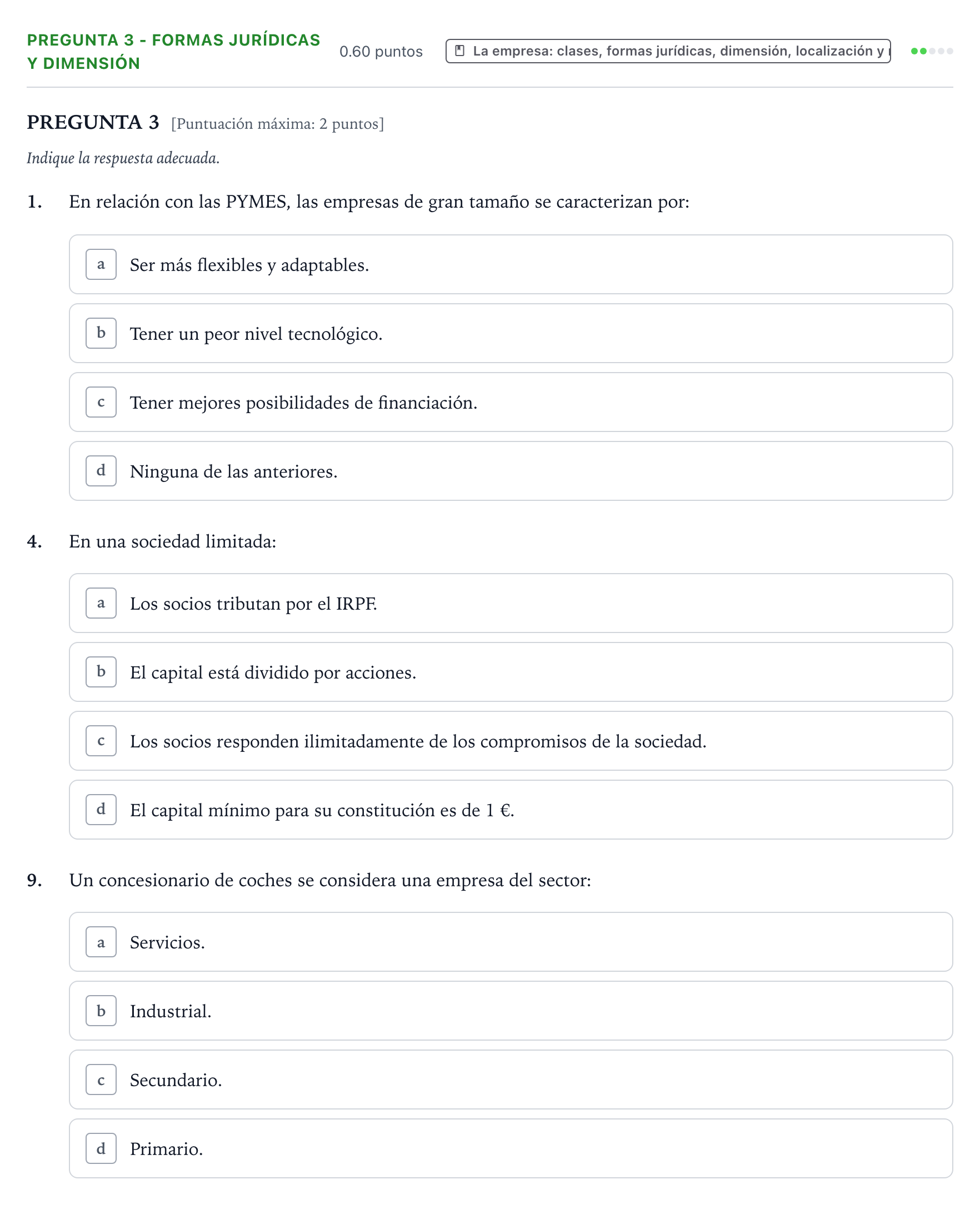 Enunciado: Pregunta 3 - Formas jurídicas y dimensión · Empresa y Diseño de Modelos de Negocio PAU País Vasco Ordinaria 2024